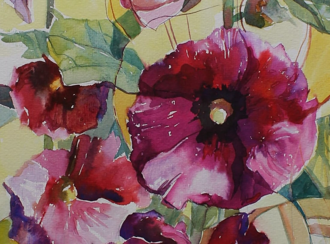 Watercolor painting Still life with malow Maria Voloschak - 4