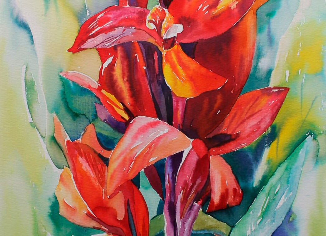 Watercolor painting Still life with flowers Maria Voloschak - 2