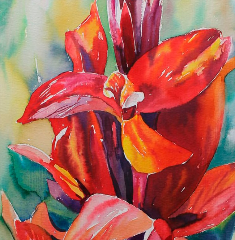 Watercolor painting Still life with flowers Maria Voloschak - 5