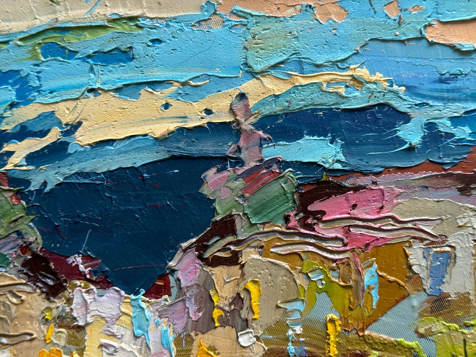 Oil painting with farme Evening city K. Leonid - 3