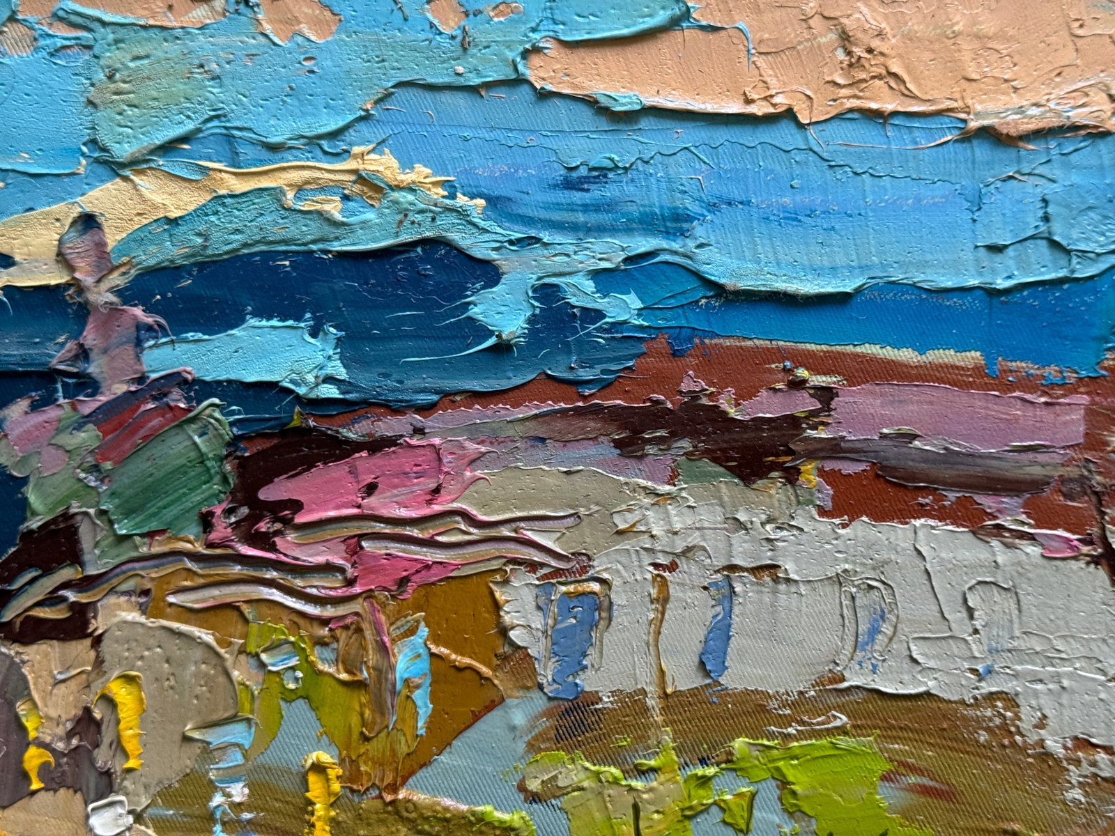Oil painting with farme Evening city K. Leonid - 4