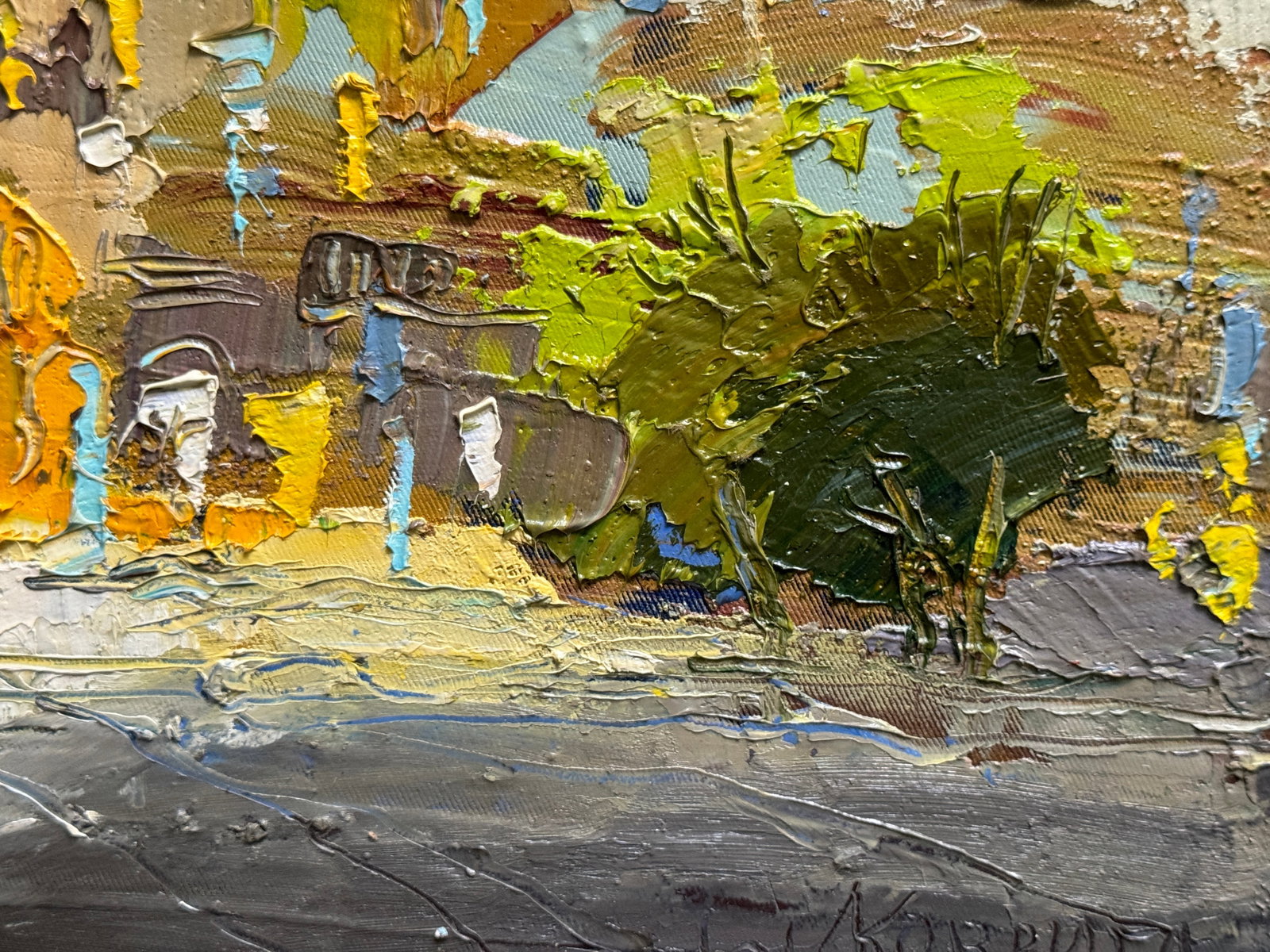Oil painting with farme Evening city K. Leonid - 5