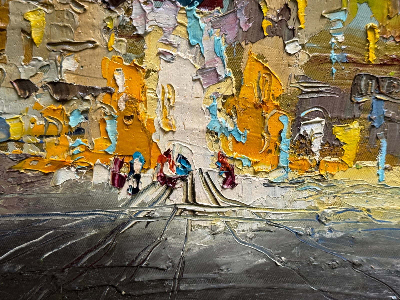 Oil painting with farme Evening city K. Leonid - 6