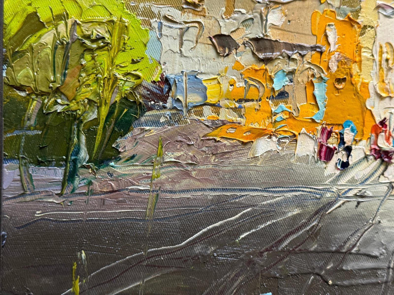 Oil painting with farme Evening city K. Leonid - 7