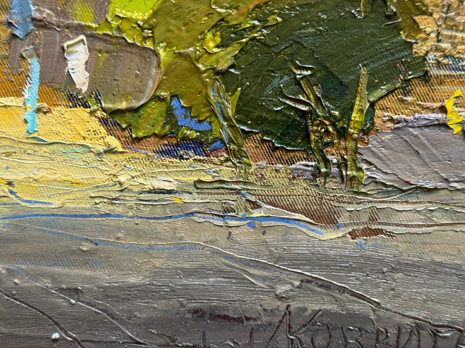 Oil painting with farme Evening city K. Leonid - 8