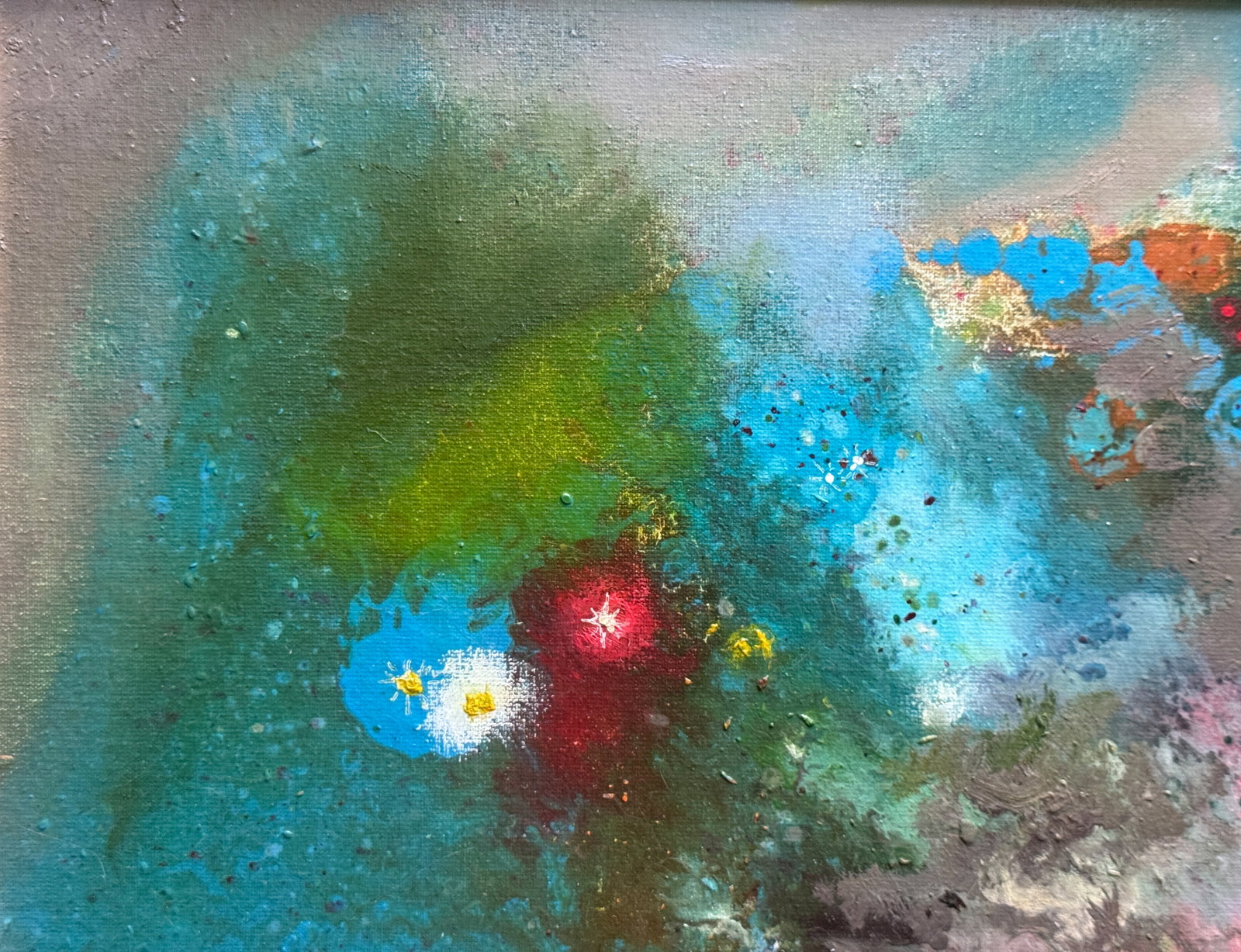 Abstract Oil painting with frame dragon battle K. Leonid - 3