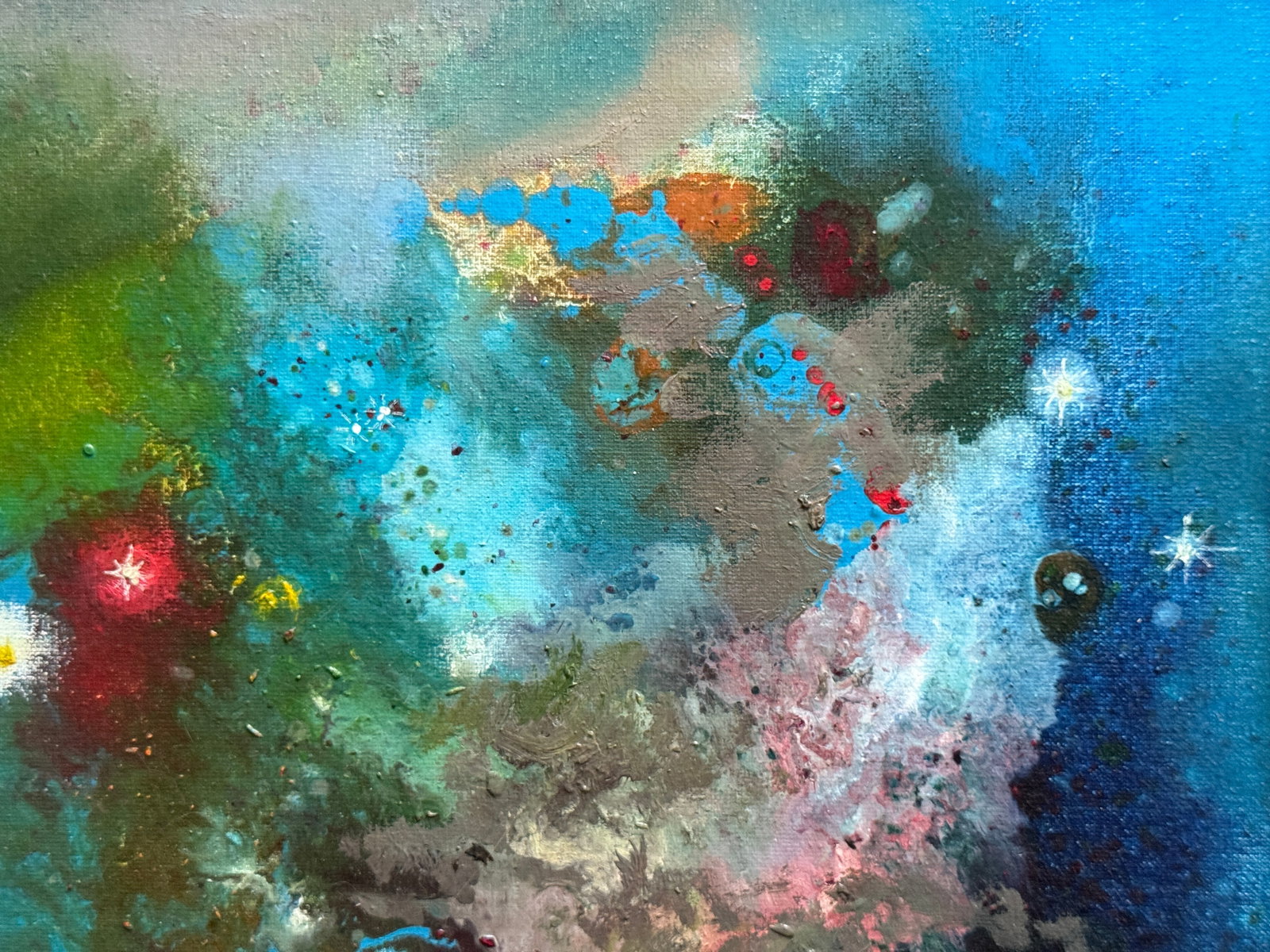 Abstract Oil painting with frame dragon battle K. Leonid - 4