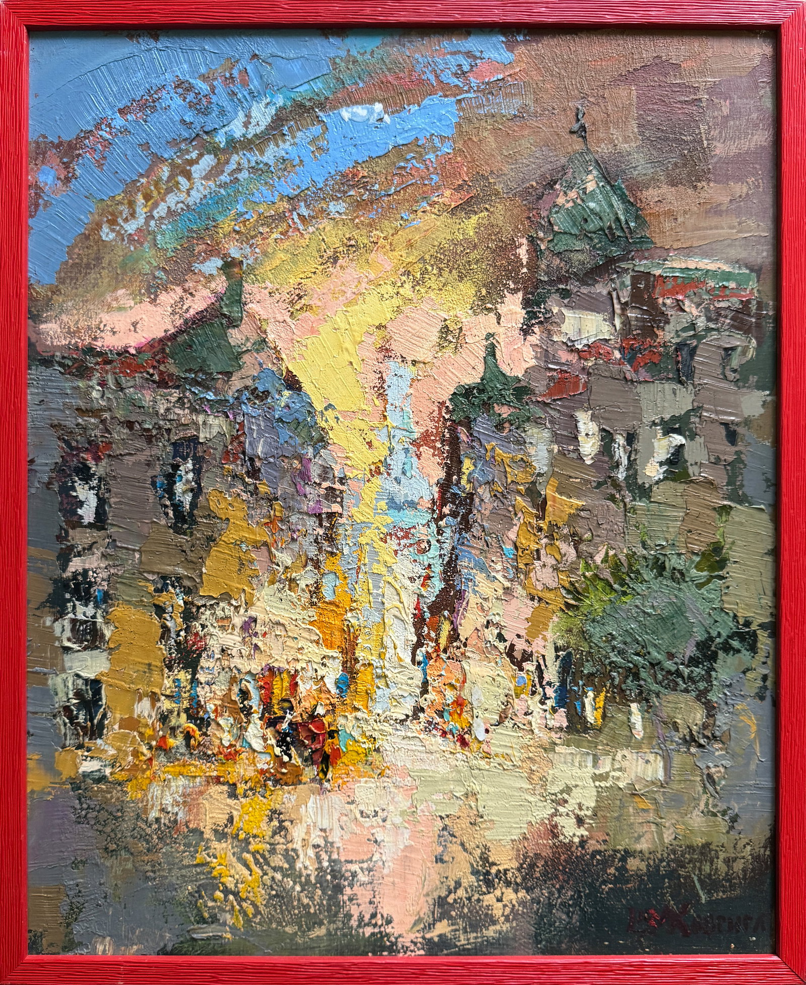 Oil painting with frame Evening K. Leonid: 537KK Painter: K. Leonid S?ze: 50x40 cm/ 19.68x15.74 inches Components: oil, acrylic, canvas, cardboard Original painting CONDITION: exellent ERA:2015-2020 ARTIST: Born in the village of Ostrov, what 