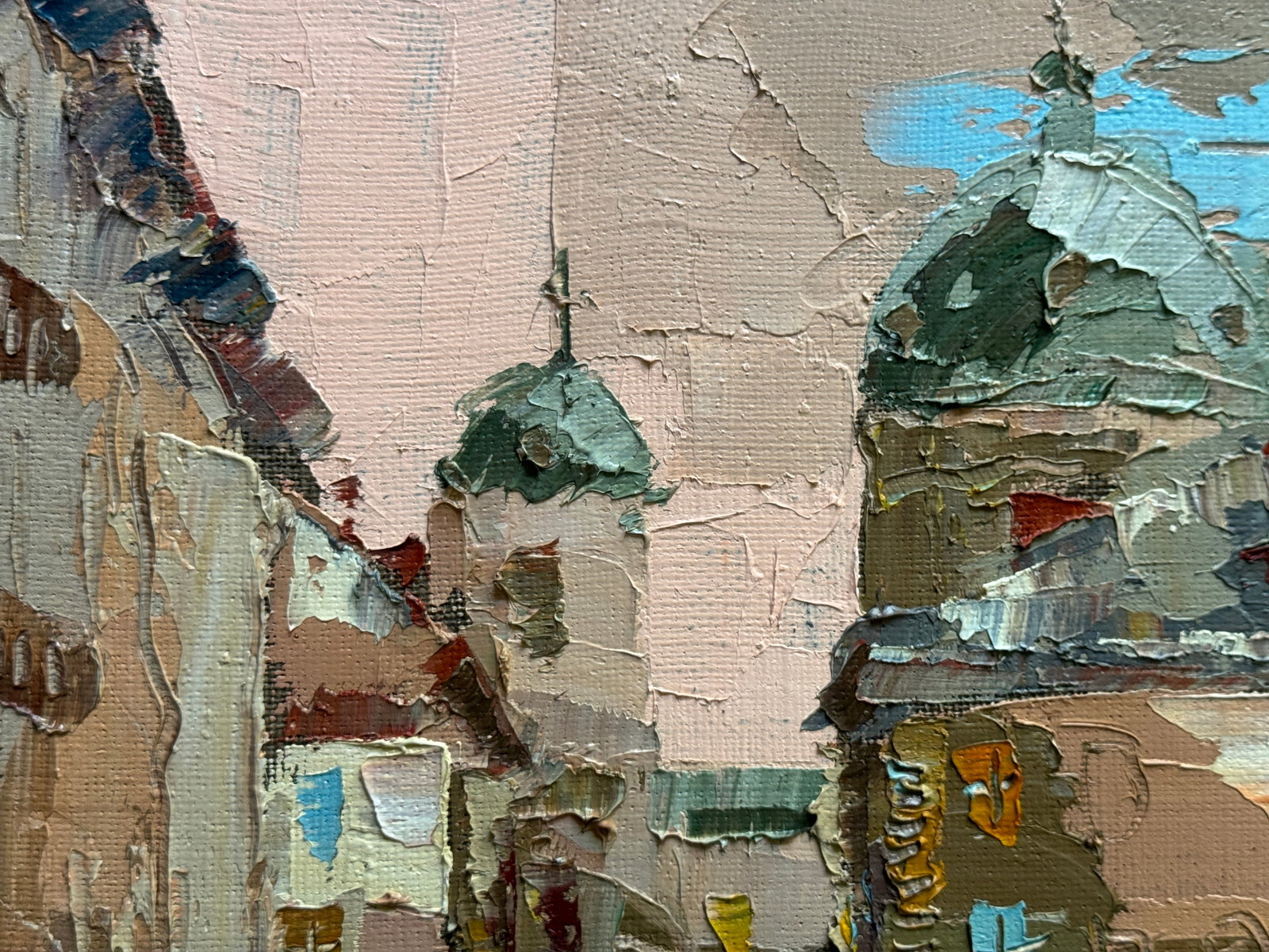 Oil painting with frame Lviv Square K. Leonid - 2
