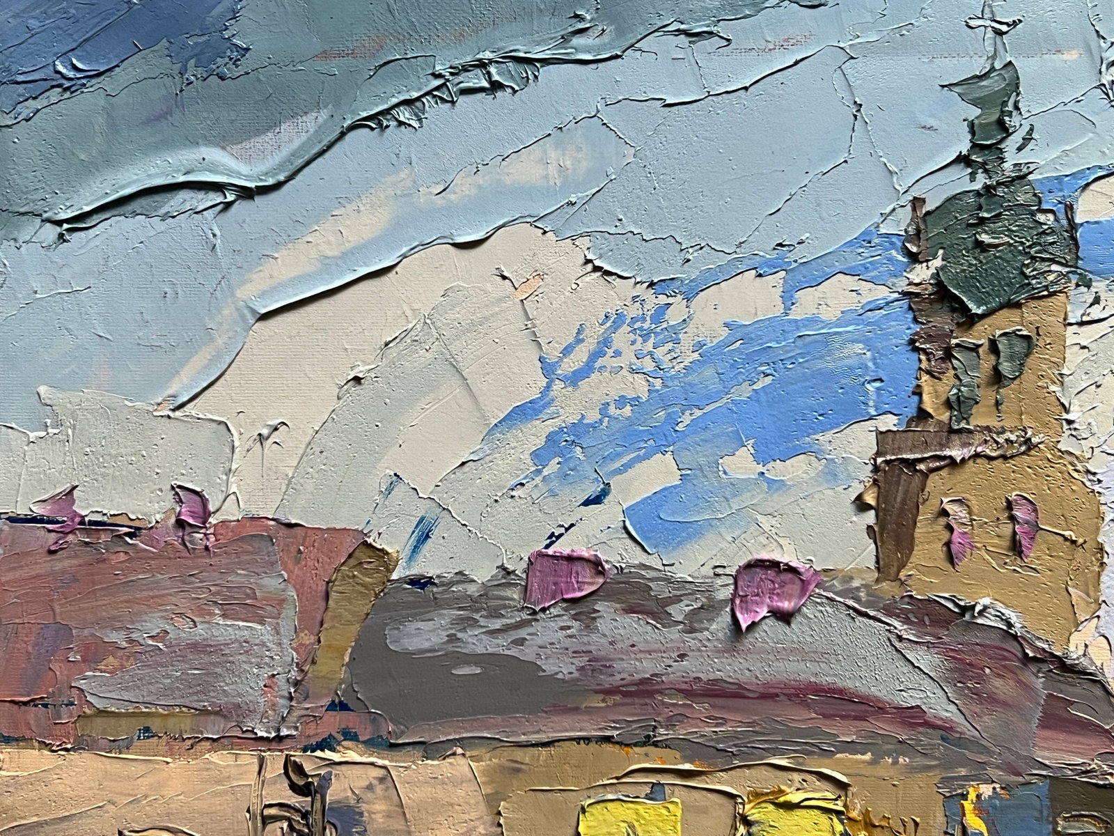 Oil painting with farme Lviv Market area K. Leonid - 2