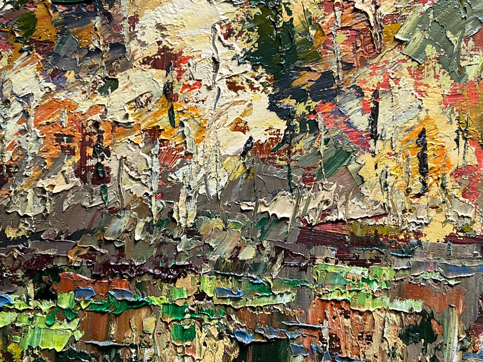 Oil painting with farme a lake in the Carpathians K. Leonid - 4