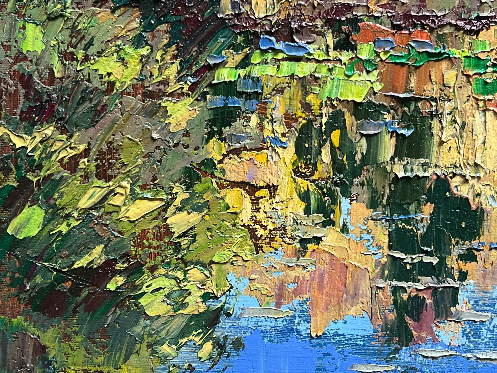 Oil painting with farme a lake in the Carpathians K. Leonid - 6