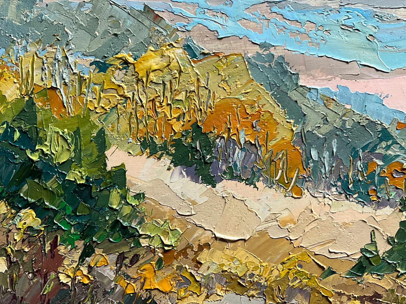 Oil painting with farme Carpathian village K. Leonid - 3