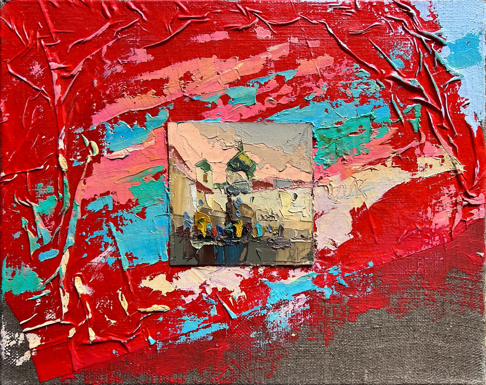 Oil painting with farme market square in Lviv K. Leonid: 574KK Painter: K. Leonid S?ze: 40x50 cm/ 15.74x19.68 inches Components: oil, canvas, cardboard Original painting CONDITION: exellent ERA:2018 ARTIST: Born in the village of Ostrov, what a beautiful na