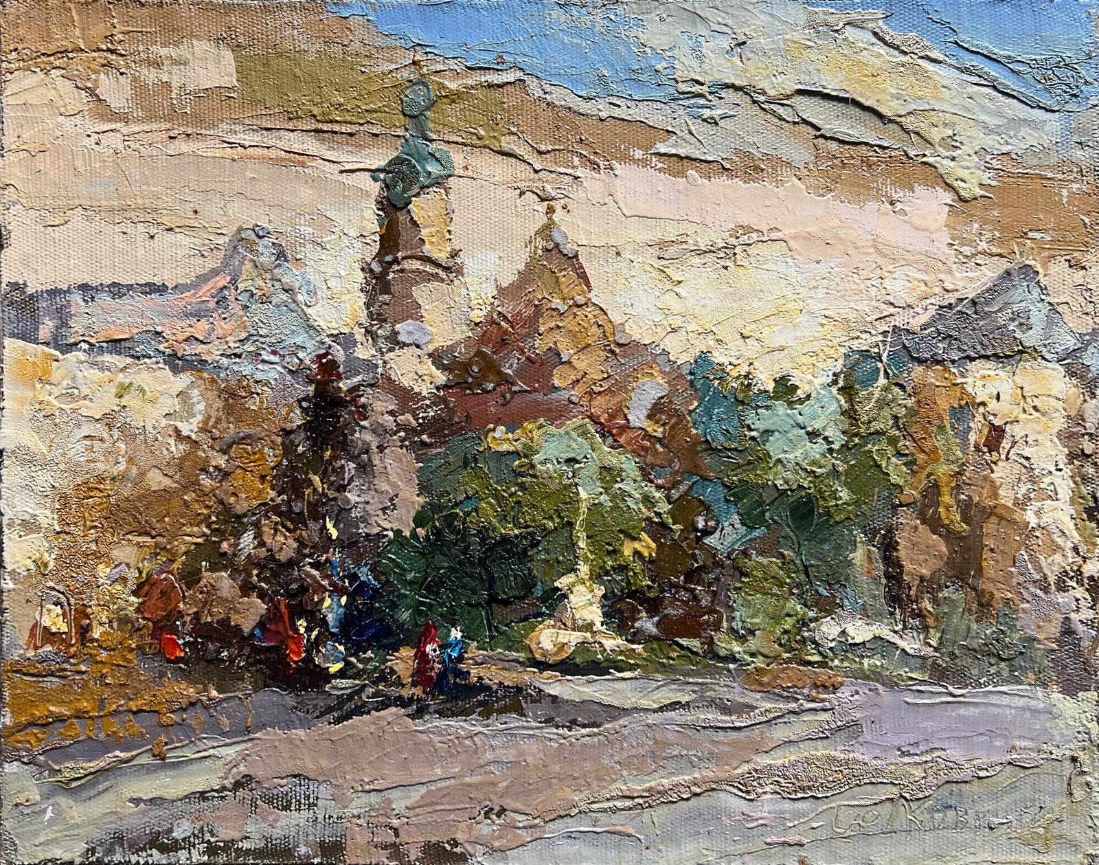 Oil painting Lviv Bernardine monastery K. Leonid: 582KK Painter: K. Leonid S?ze: 40x50 cm/ 15.74x19.68 inches Components: oil, canvas, fiberboard Original painting CONDITION: exellent ERA:2020 ARTIST: Born in the village of Ostrov, what a beautiful n