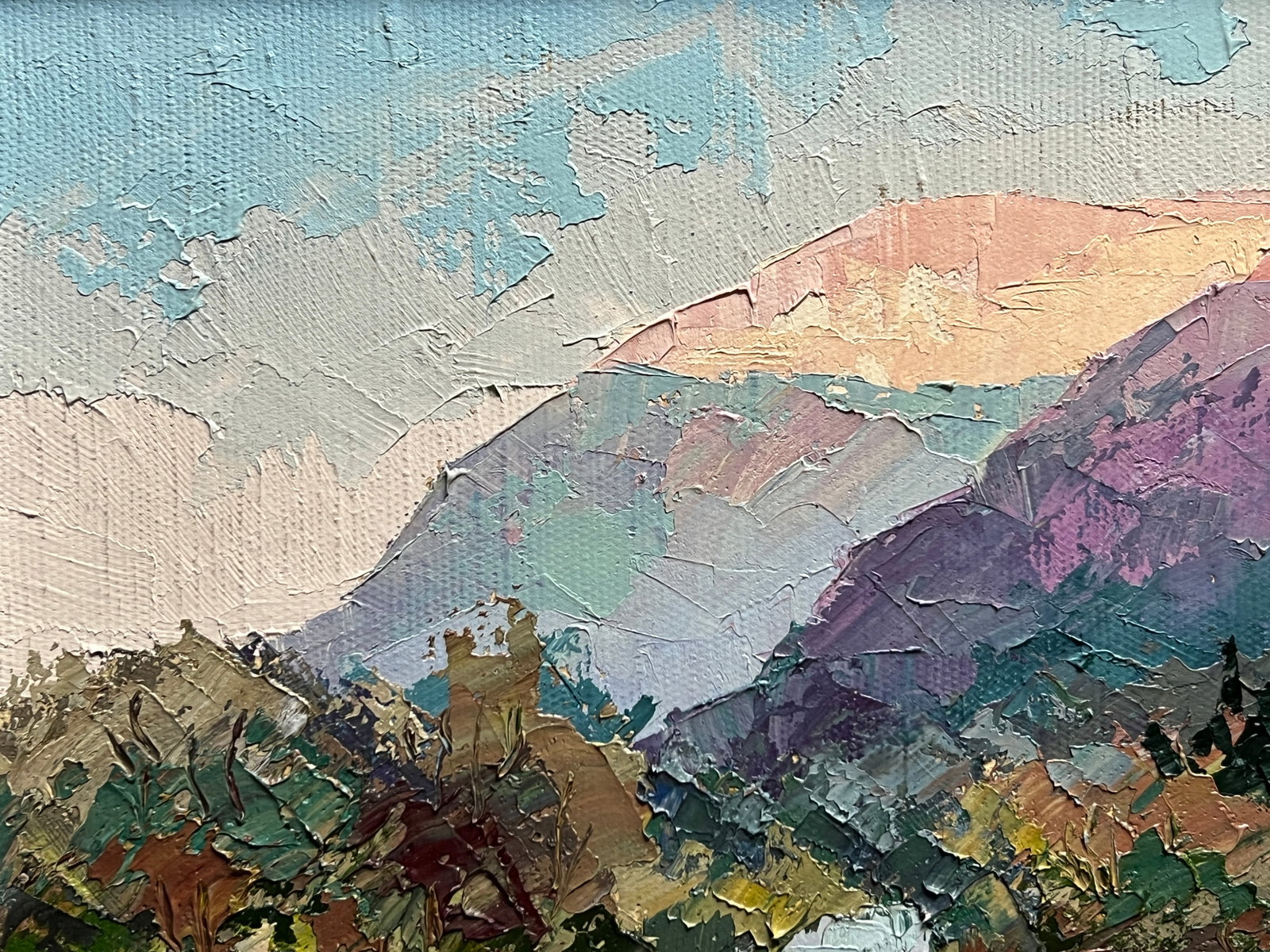 Oil painting with frame river in the Carpathians K. Leonid - 2