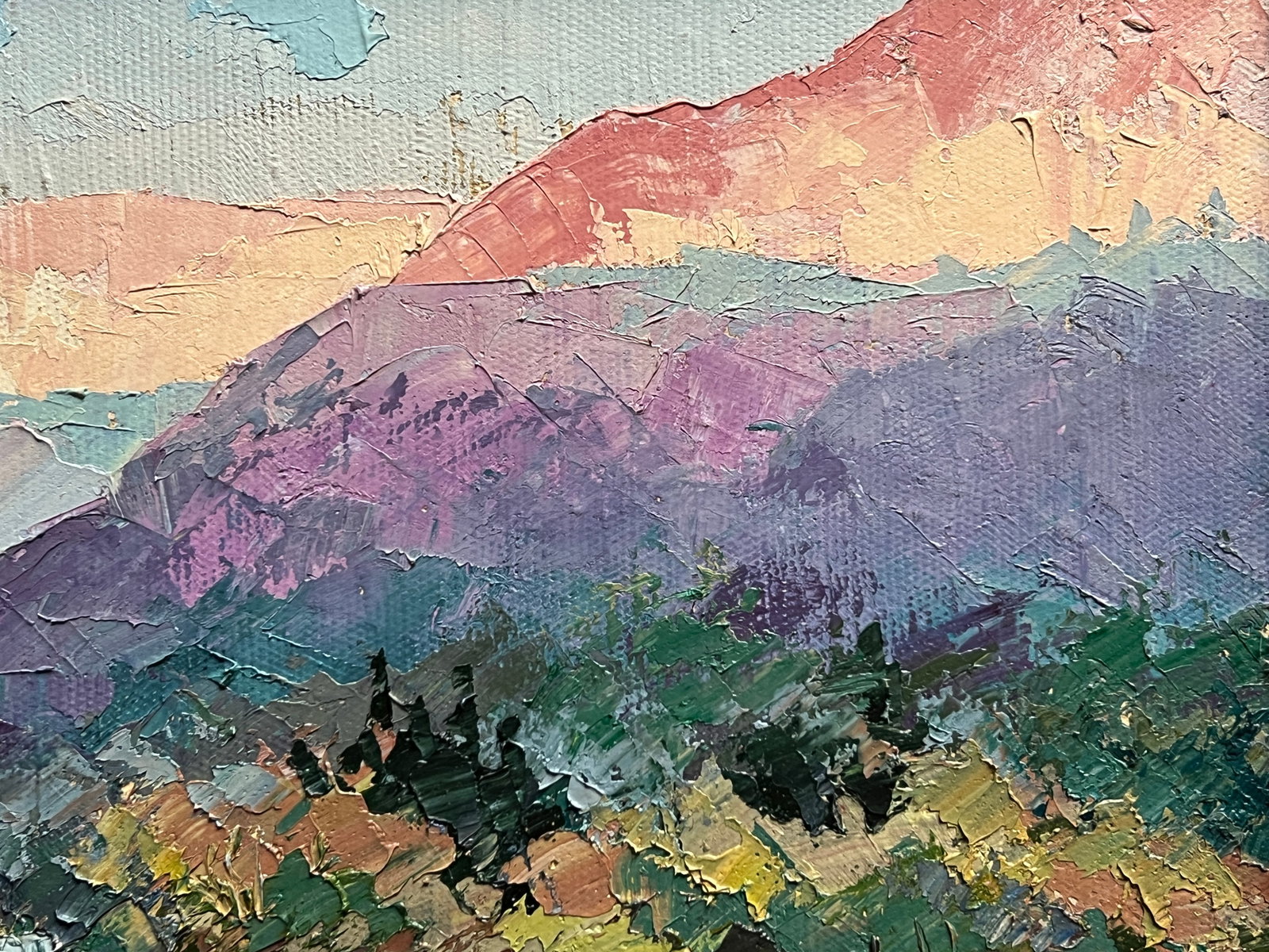 Oil painting with frame river in the Carpathians K. Leonid - 3