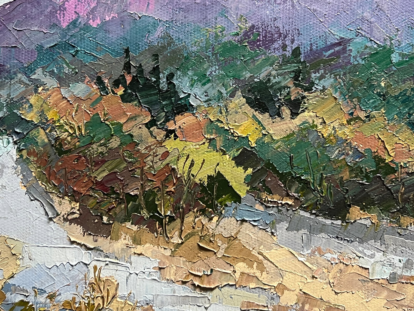Oil painting with frame river in the Carpathians K. Leonid - 4