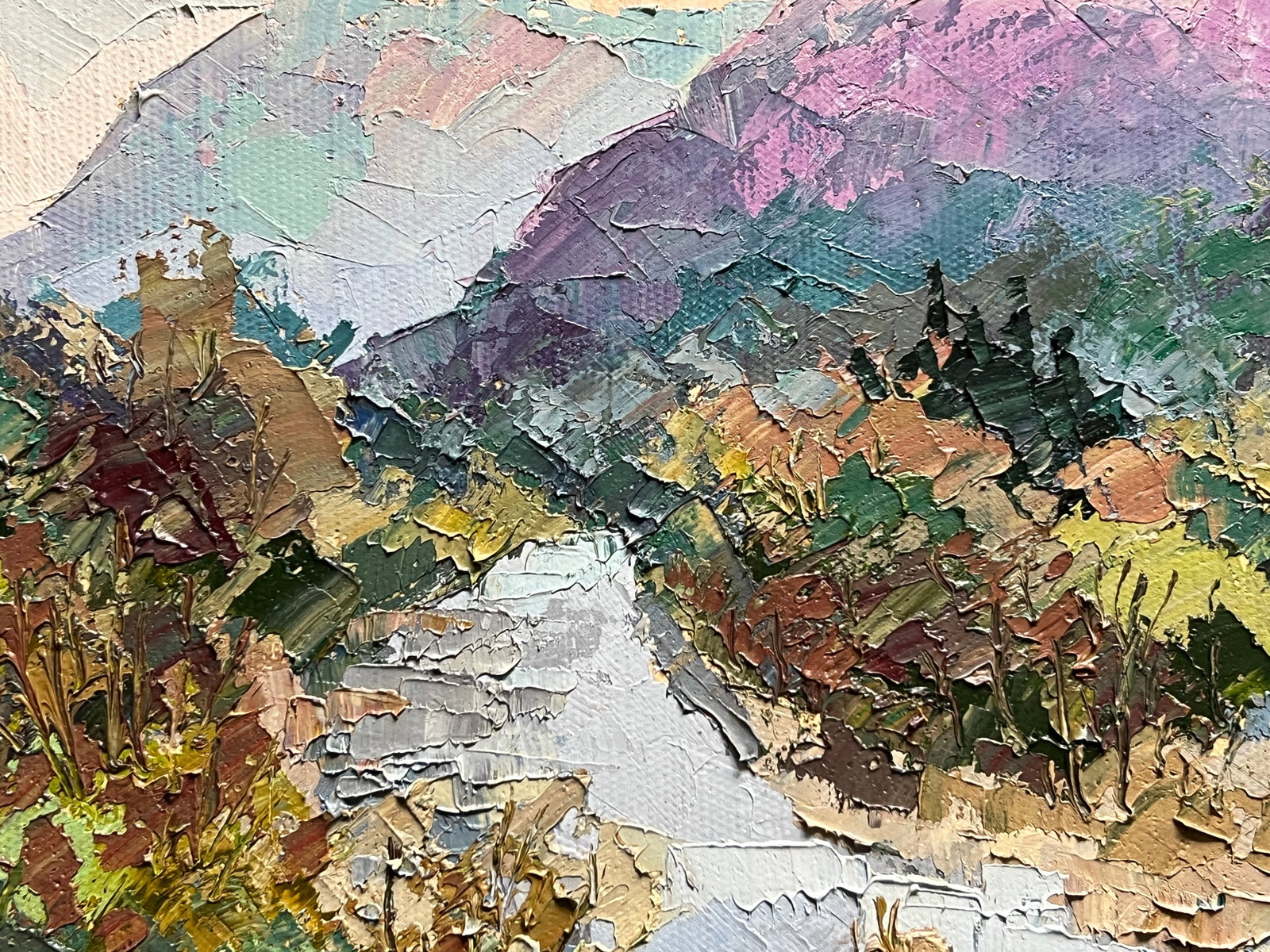 Oil painting with frame river in the Carpathians K. Leonid - 9
