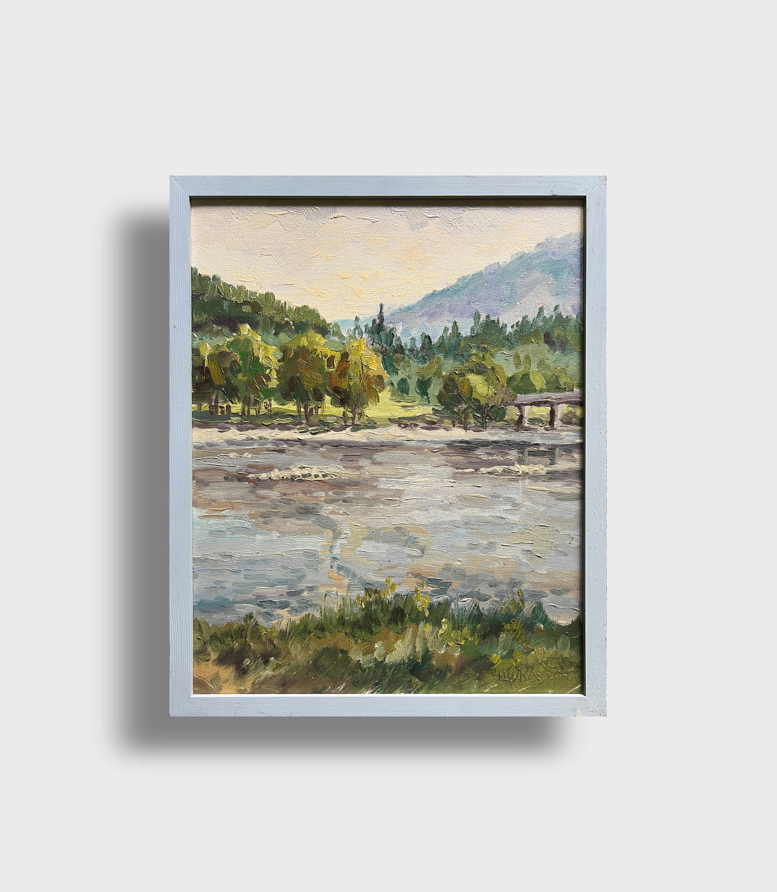 Oil painting with frame Carpathian river K. Leonid - 10