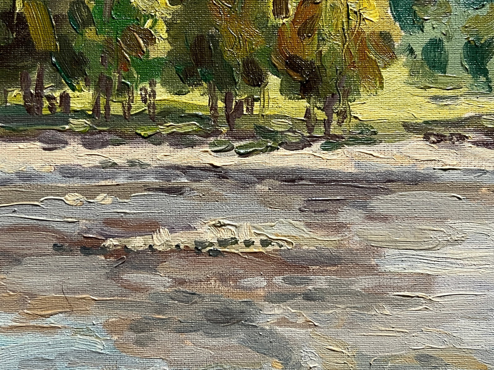 Oil painting with frame Carpathian river K. Leonid - 3