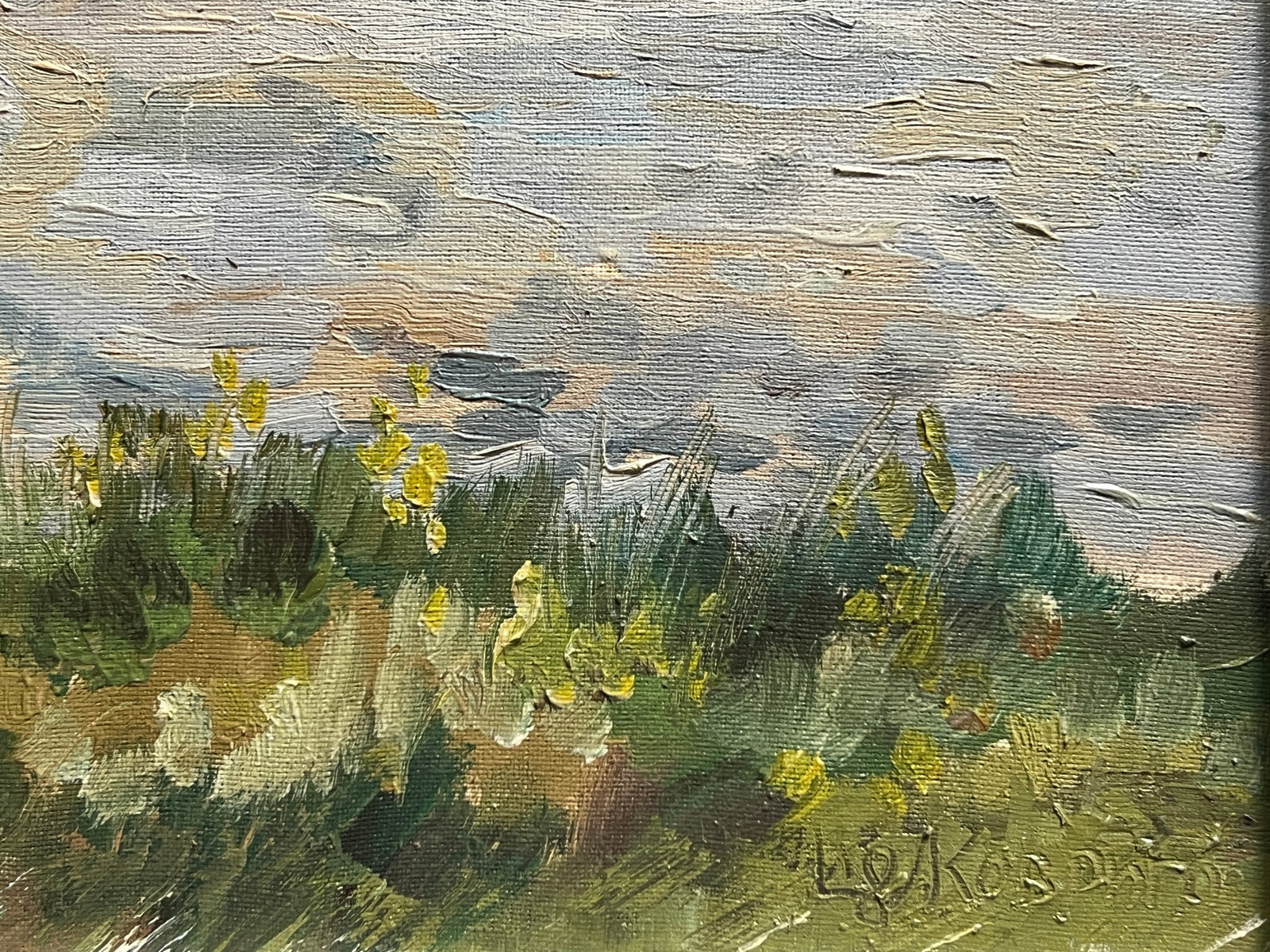 Oil painting with frame Carpathian river K. Leonid - 6