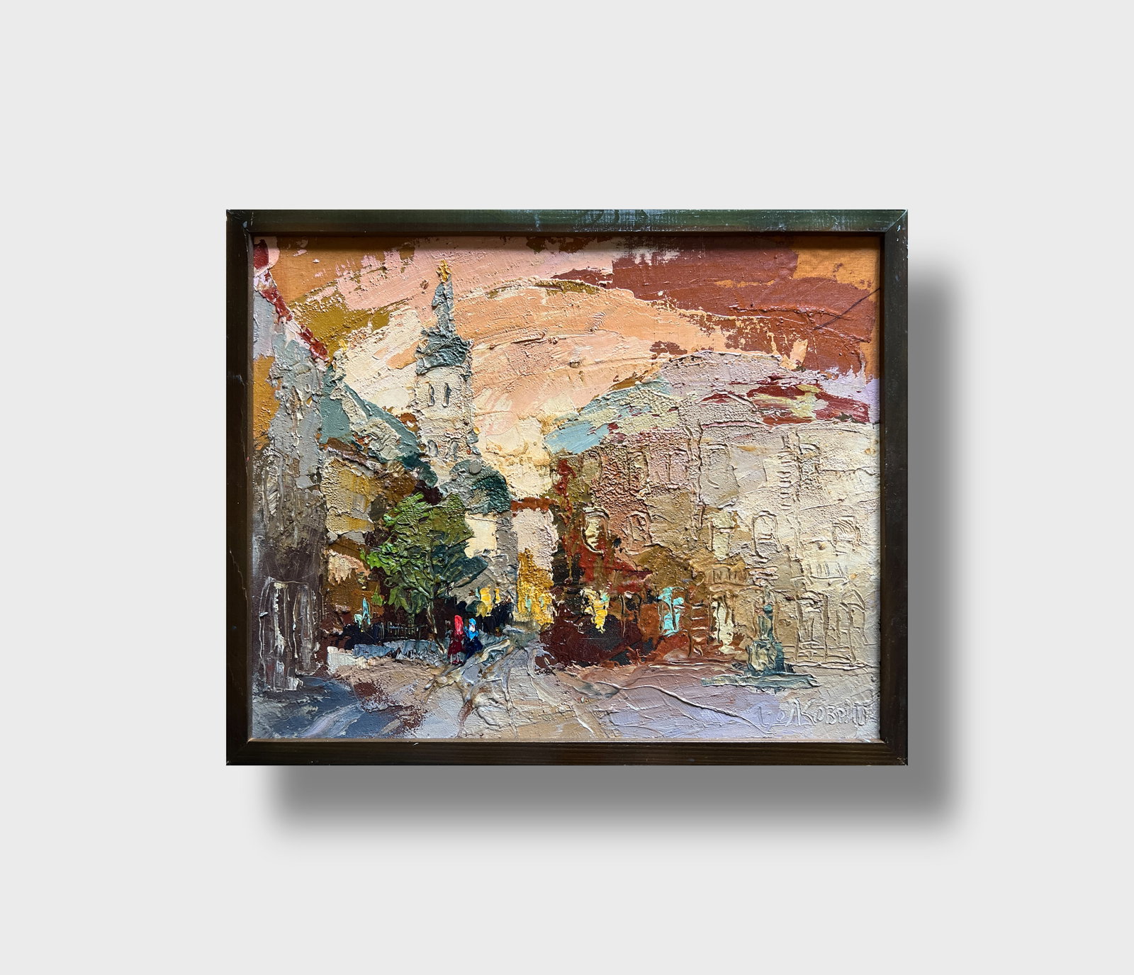 Oil painting with frame market square in Lviv K. Leonid - 12