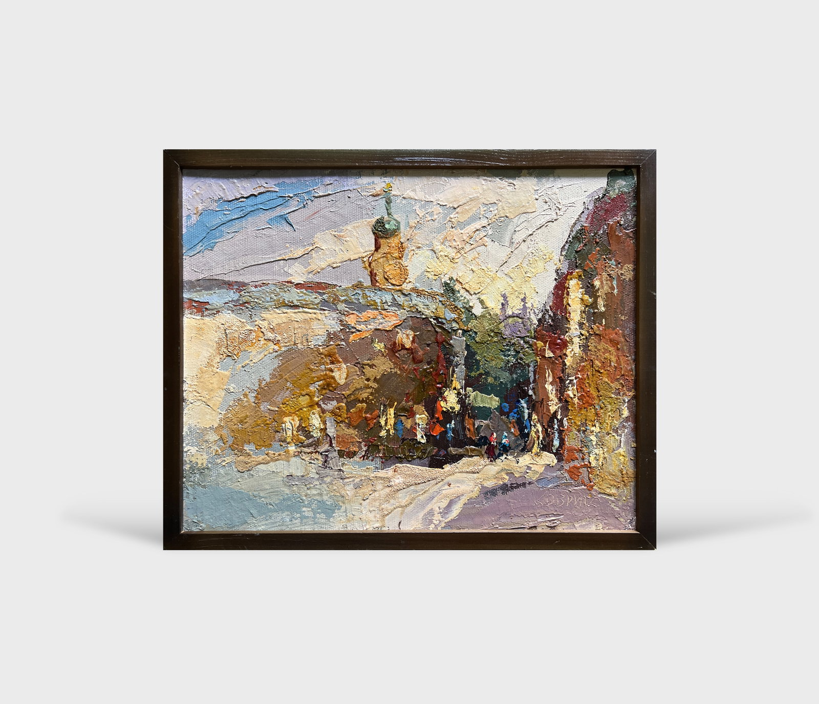 Oil painting with frame Lviv market square K. Leonid - 12