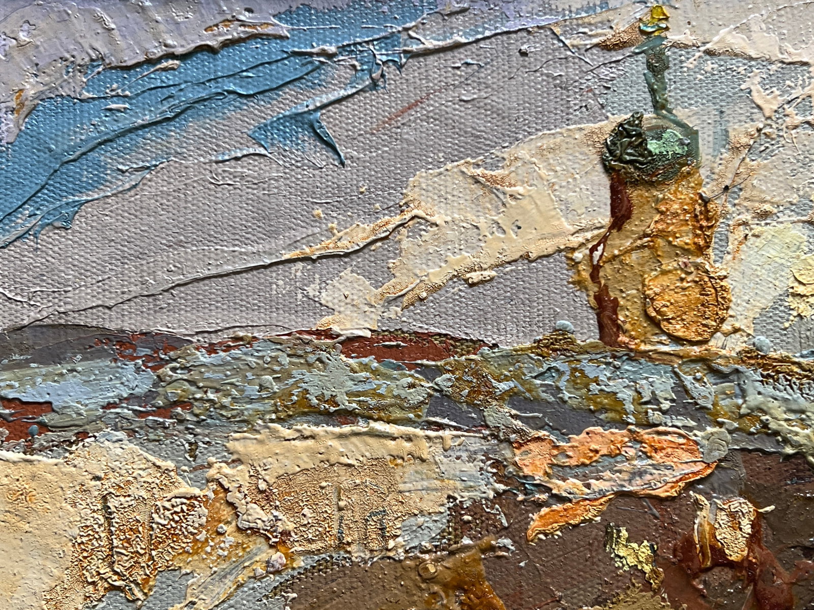 Oil painting with frame Lviv market square K. Leonid - 2