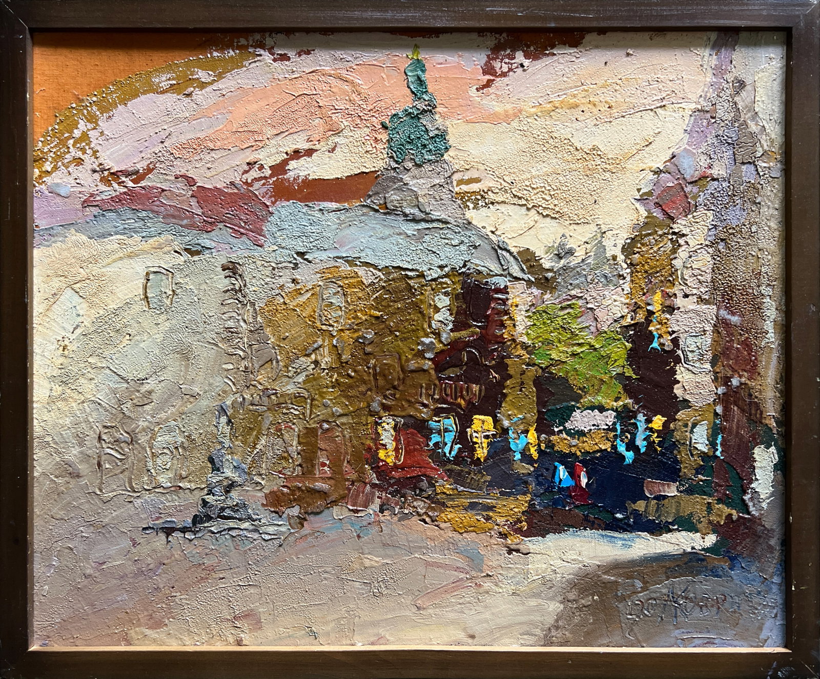 Oil painting with frame Lviv square K. Leonid: 608KK Painter: K. Leonid S?ze: 40x50 cm/ 15.74x19.68 inches Components: oil, canvas, cardboard Original painting CONDITION: exellent ERA:2020 ARTIST: Born in the village of Ostrov, what a beautiful na