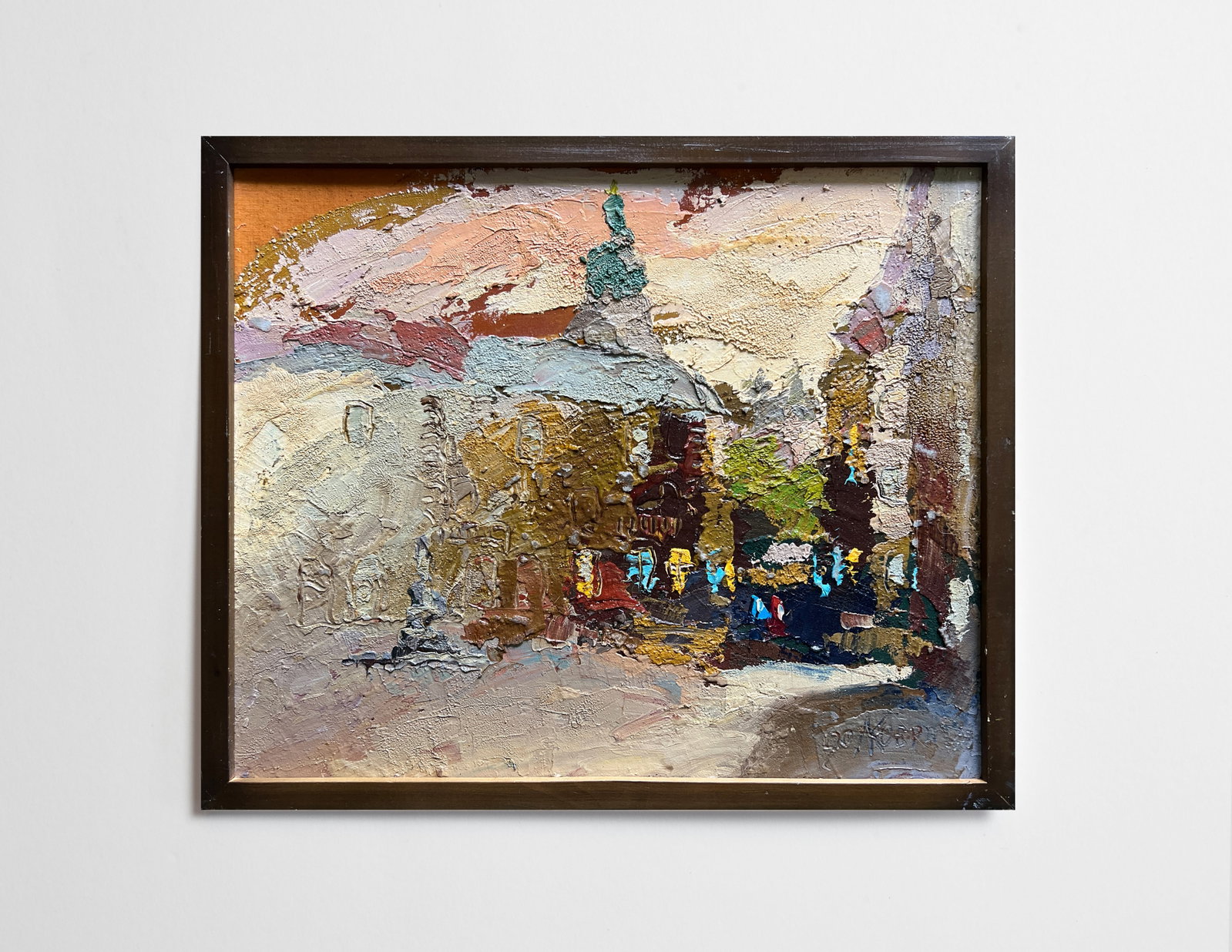 Oil painting with frame Lviv square K. Leonid - 2