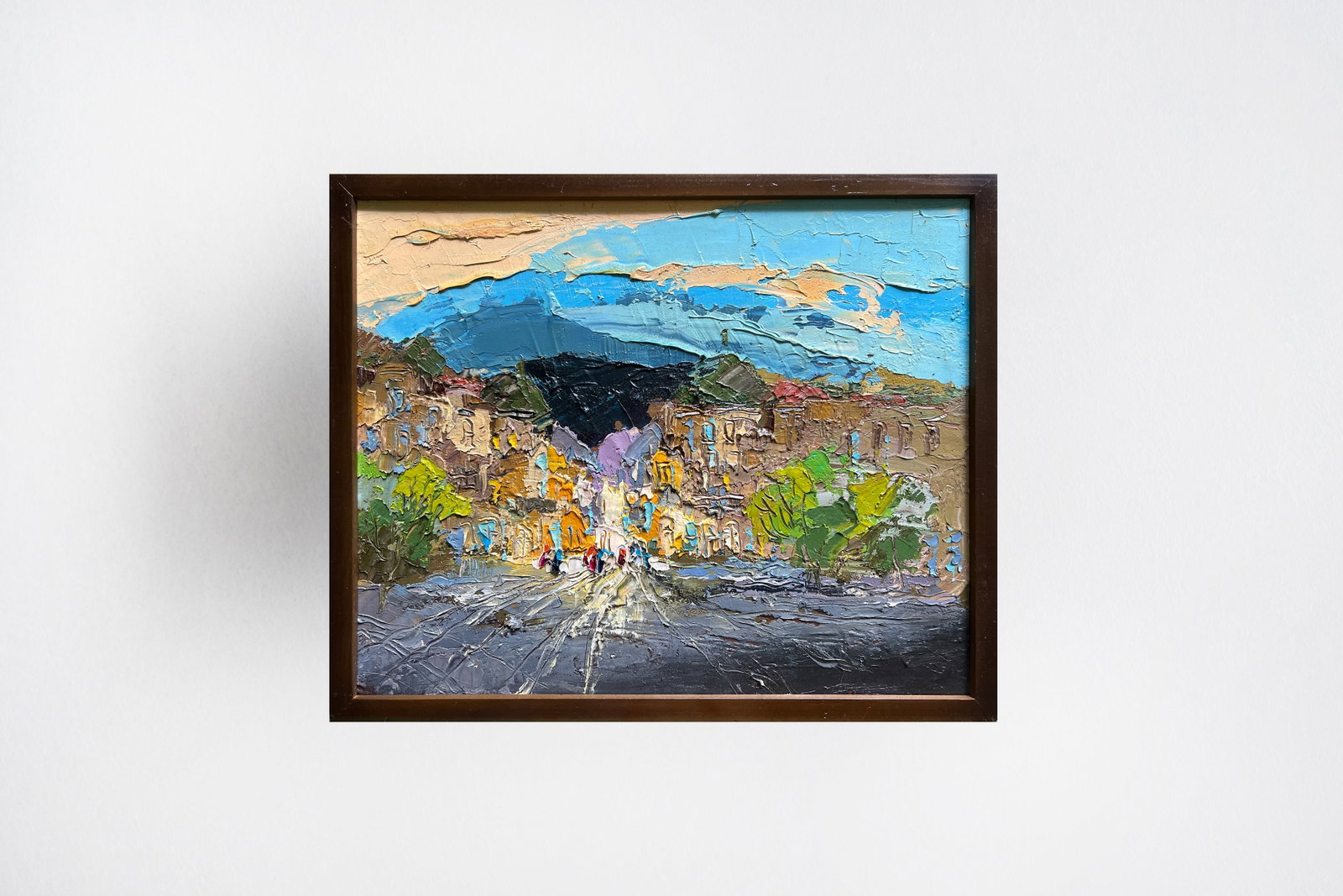 Oil painting with frame evening City K. Leonid - 11