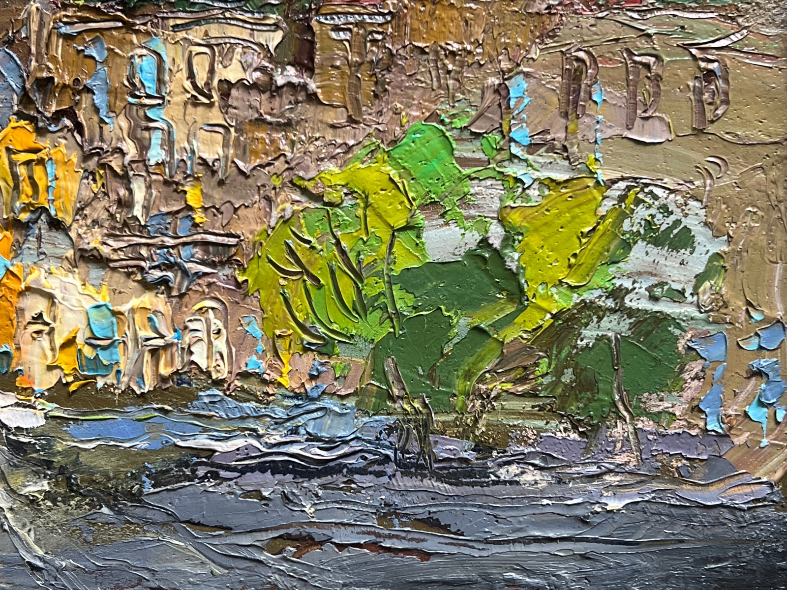 Oil painting with frame evening City K. Leonid - 4