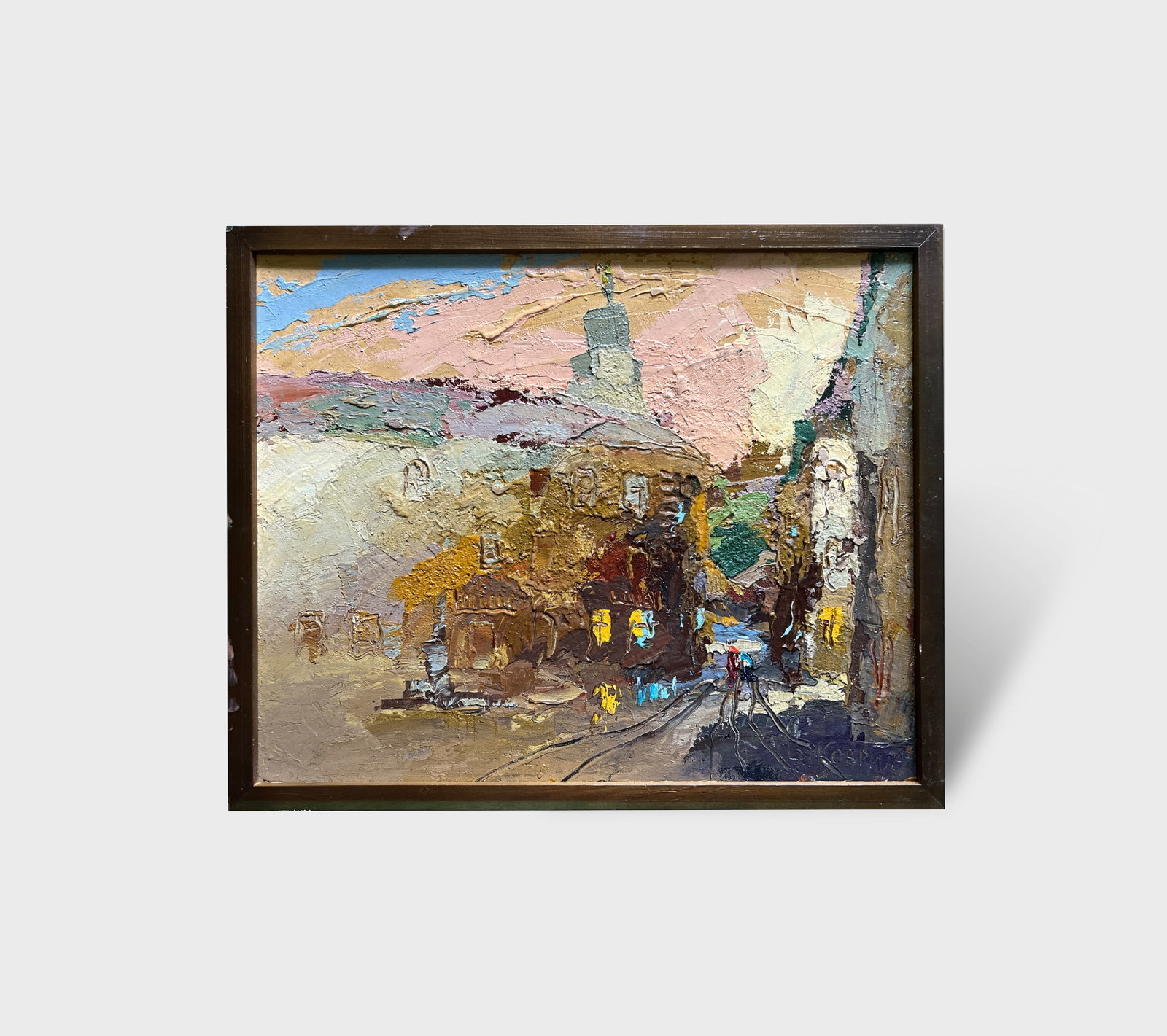 Oil painting with frame Lviv square K. Leonid - 12