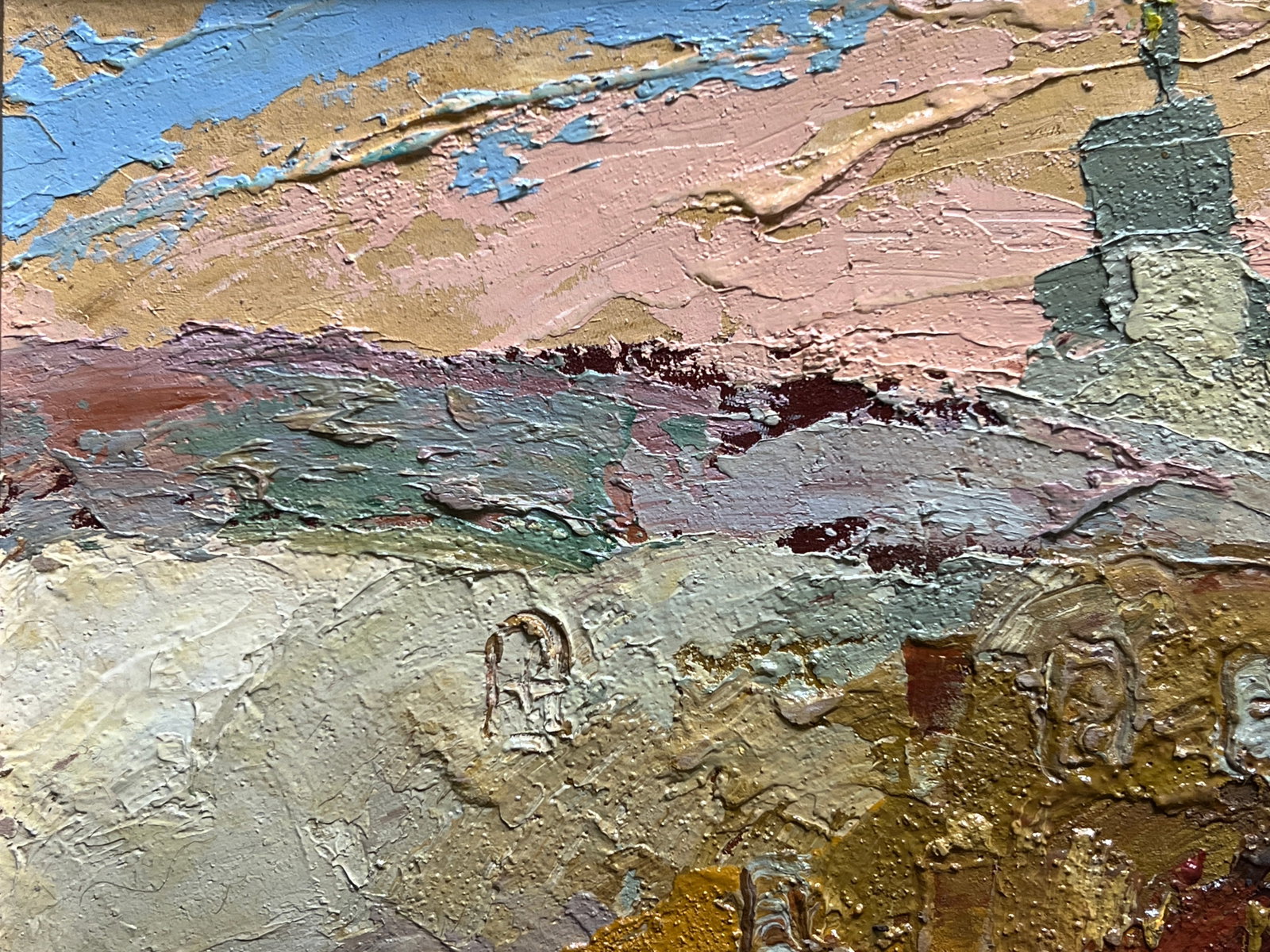 Oil painting with frame Lviv square K. Leonid - 2