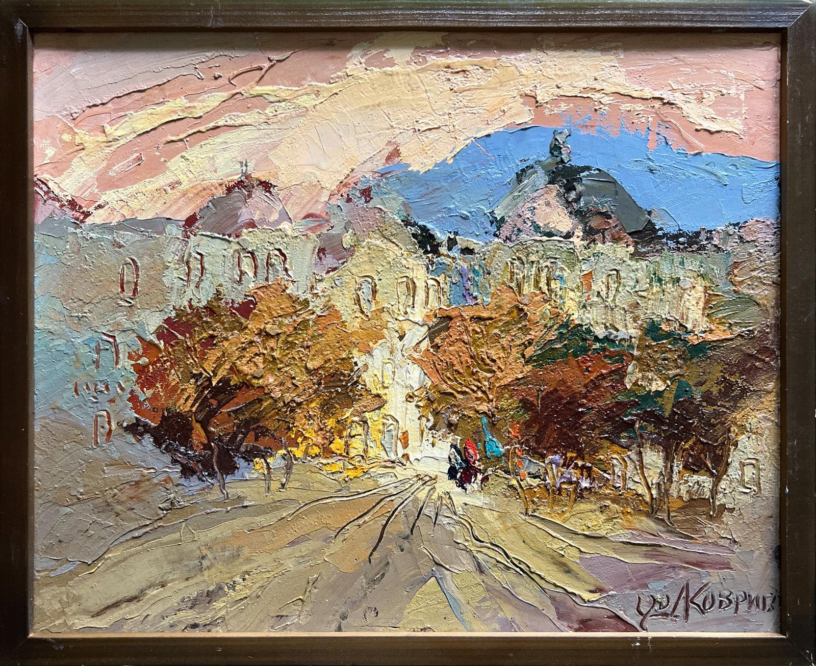 Oil painting with frame City K. Leonid: 616KK Painter: K. Leonid S?ze: 40x50 cm/ 15.74x19.68 inches Components: oil, canvas, cardboard Original painting CONDITION: exellent ERA:2020 ARTIST: Born in the village of Ostrov, what a beautiful na