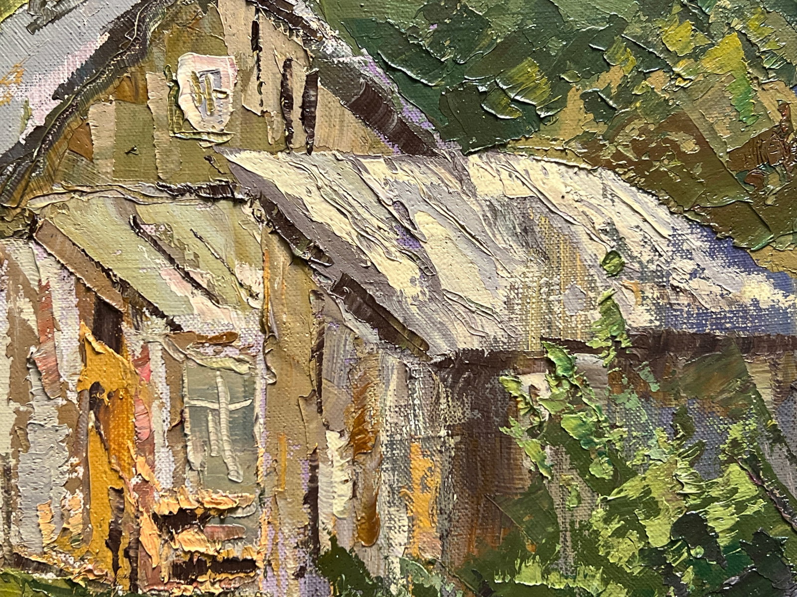 Oil painting with frame Carpathian old house K. Leonid - 10