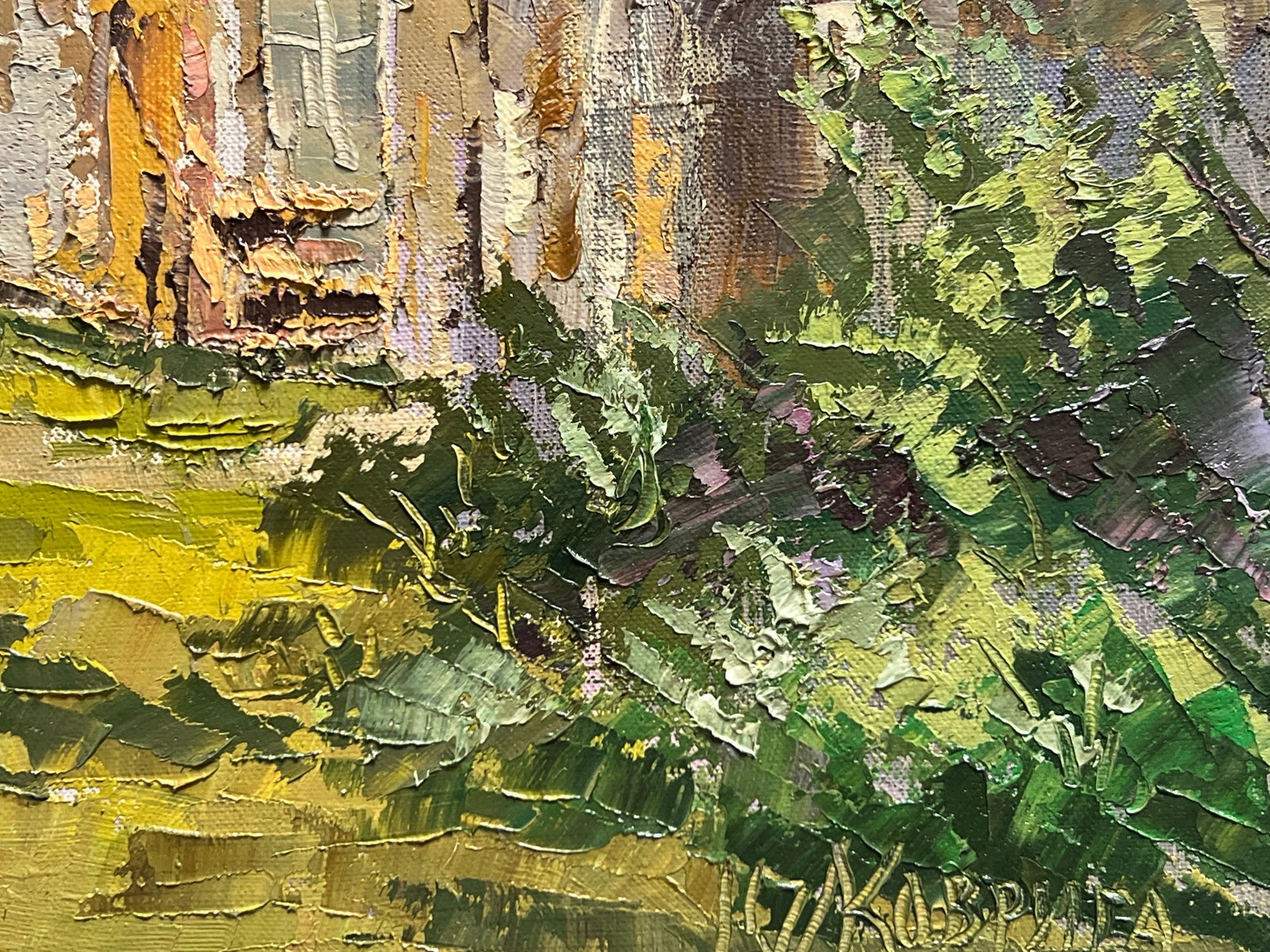 Oil painting with frame Carpathian old house K. Leonid - 11