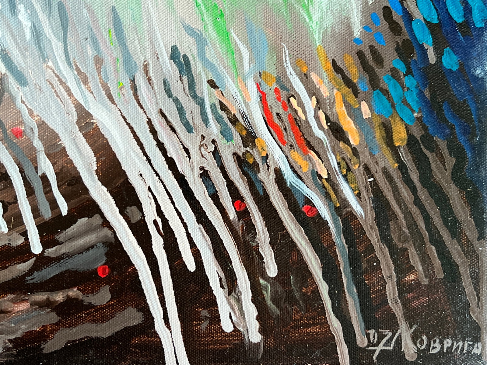 Abstract Oil painting with frame garden K. Leonid - 4