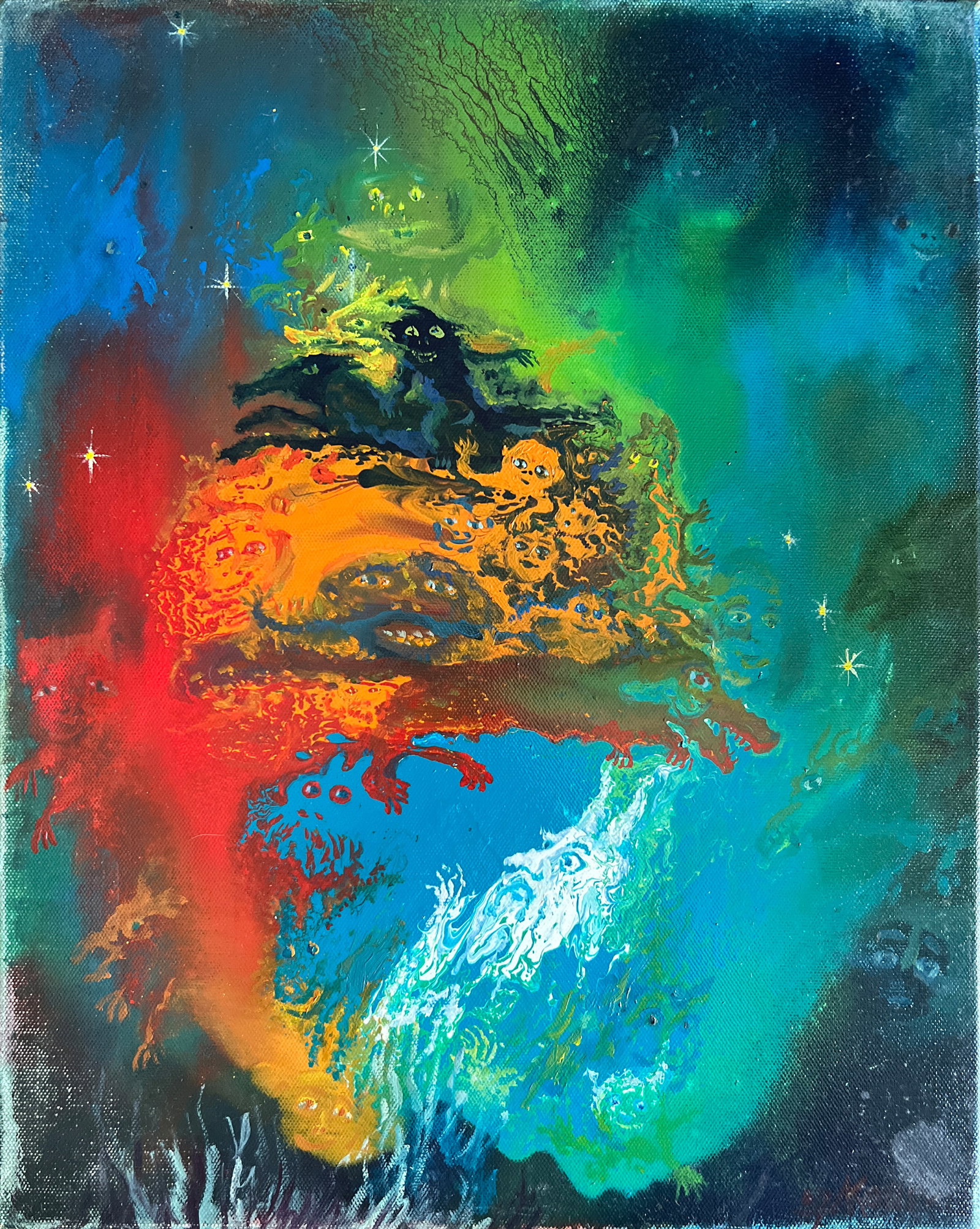 Abstract Oil painting with frame fantasy K. Leonid: 626KK Painter: K. Leonid S?ze: 45x35 cm/ 17.71x13.77 inches Components: oil, canvas Original painting CONDITION: exellent ERA:2007 ARTIST: Born in the village of Ostrov, what a beautiful name, located