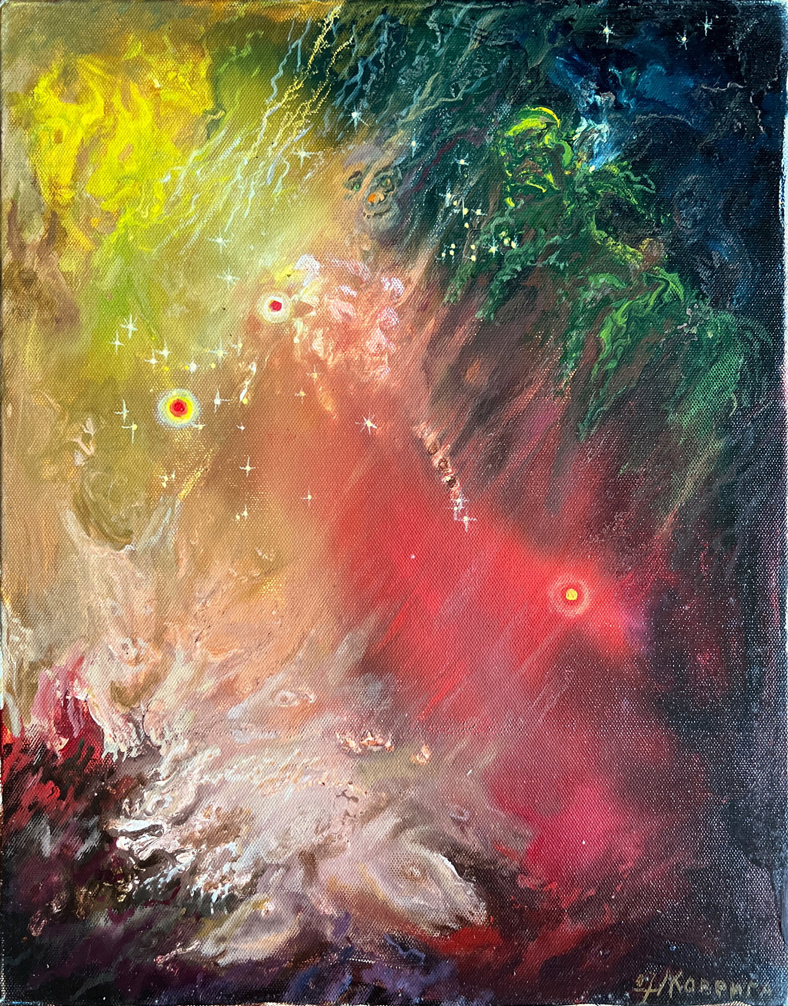 Abstract Oil painting with frame dream K. Leonid: 628KK Painter: K. Leonid S?ze: 45x35 cm/ 17.71x13.77 inches Components: oil, canvas Original painting CONDITION: exellent ERA:2007 ARTIST: Born in the village of Ostrov, what a beautiful name, located