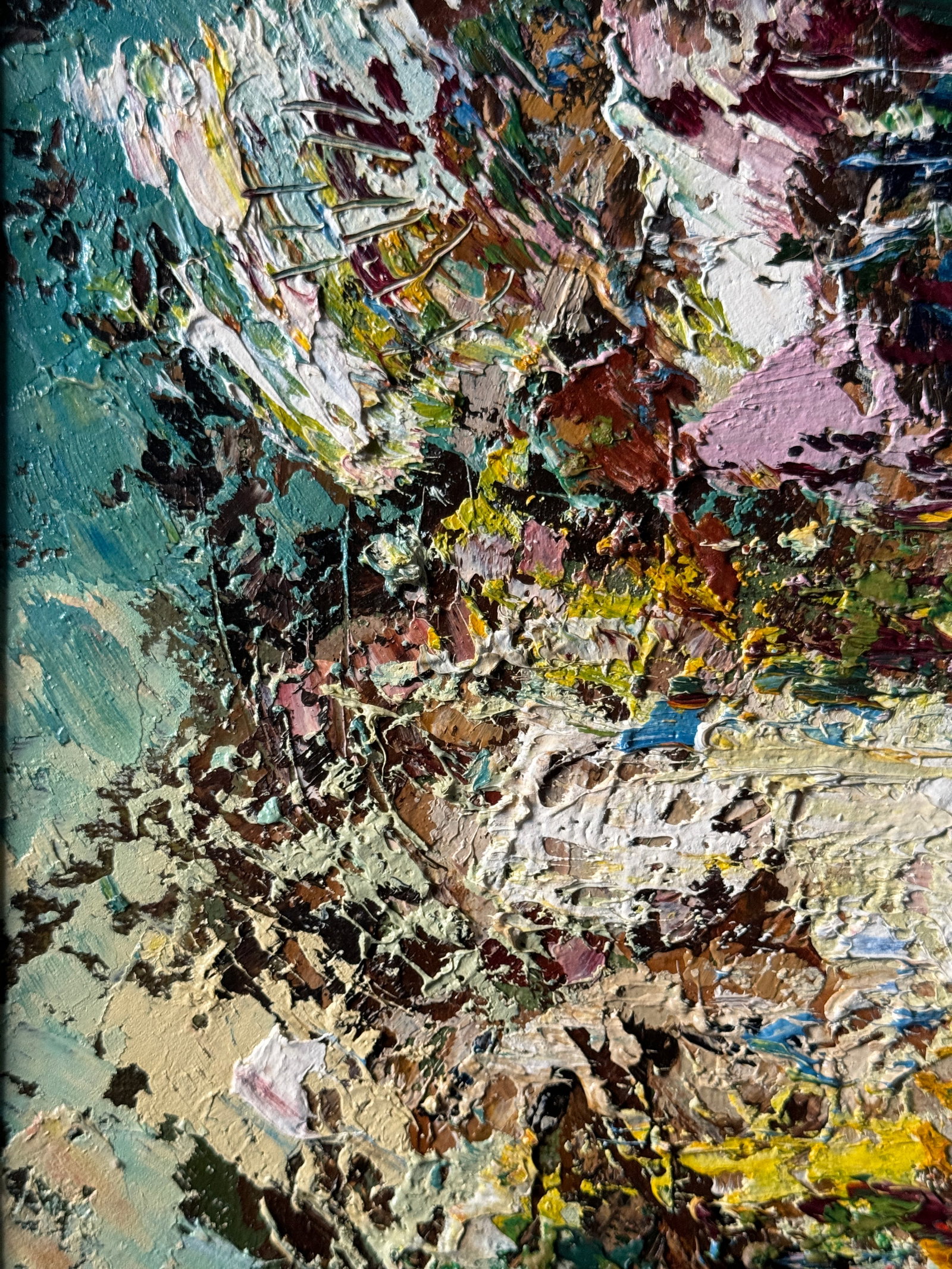 Abstract Oil painting with frame evening city K. Leonid - 3