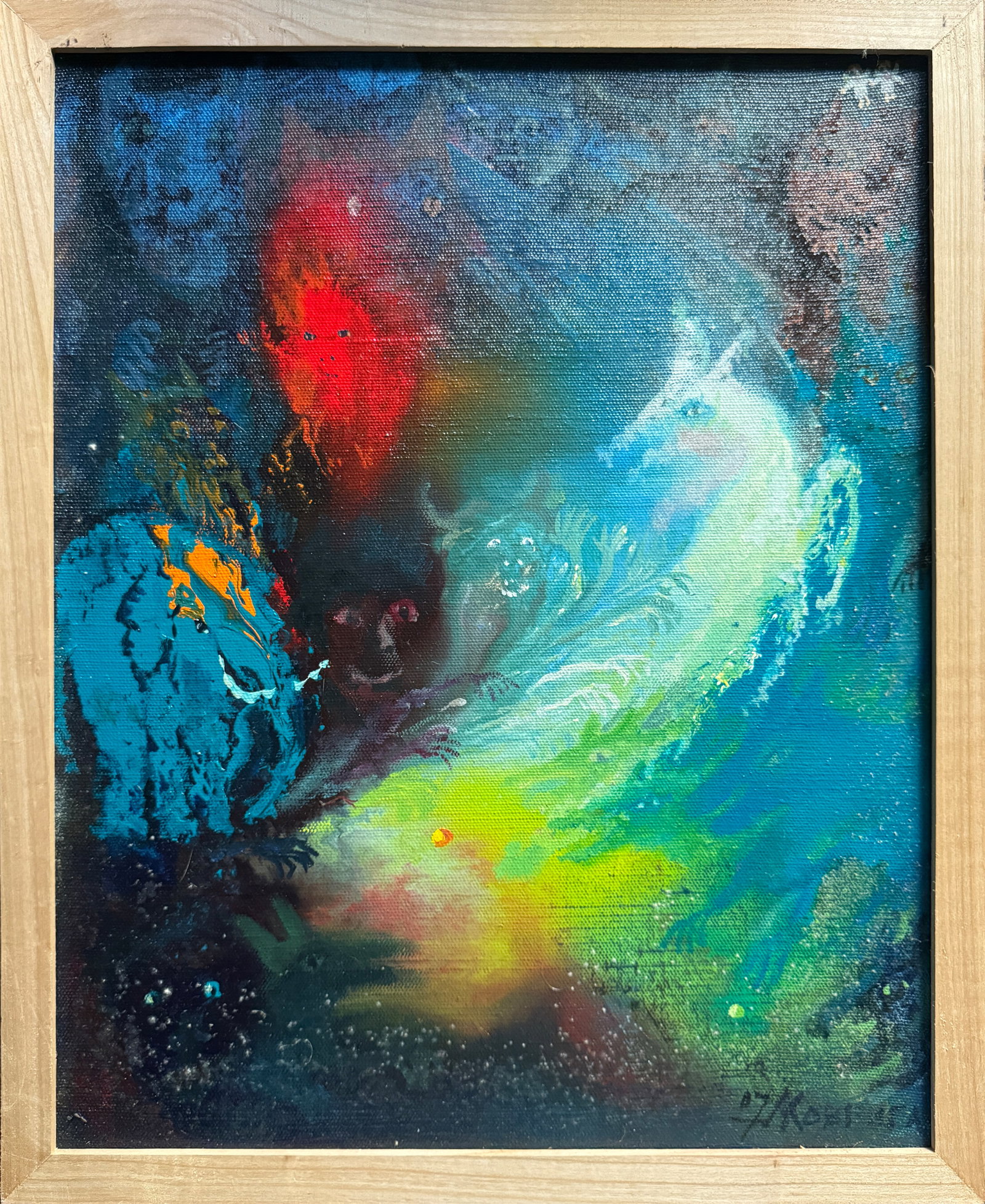 Abstract Oil painting with frame sleep K. Leonid: 648KK Painter: K. Leonid S?ze: 50x40 cm/ 19.68x15.74 inches Components: oil, canvas Original painting CONDITION: exellent ERA:2007 ARTIST: Born in the village of Ostrov, what a beautiful name, located