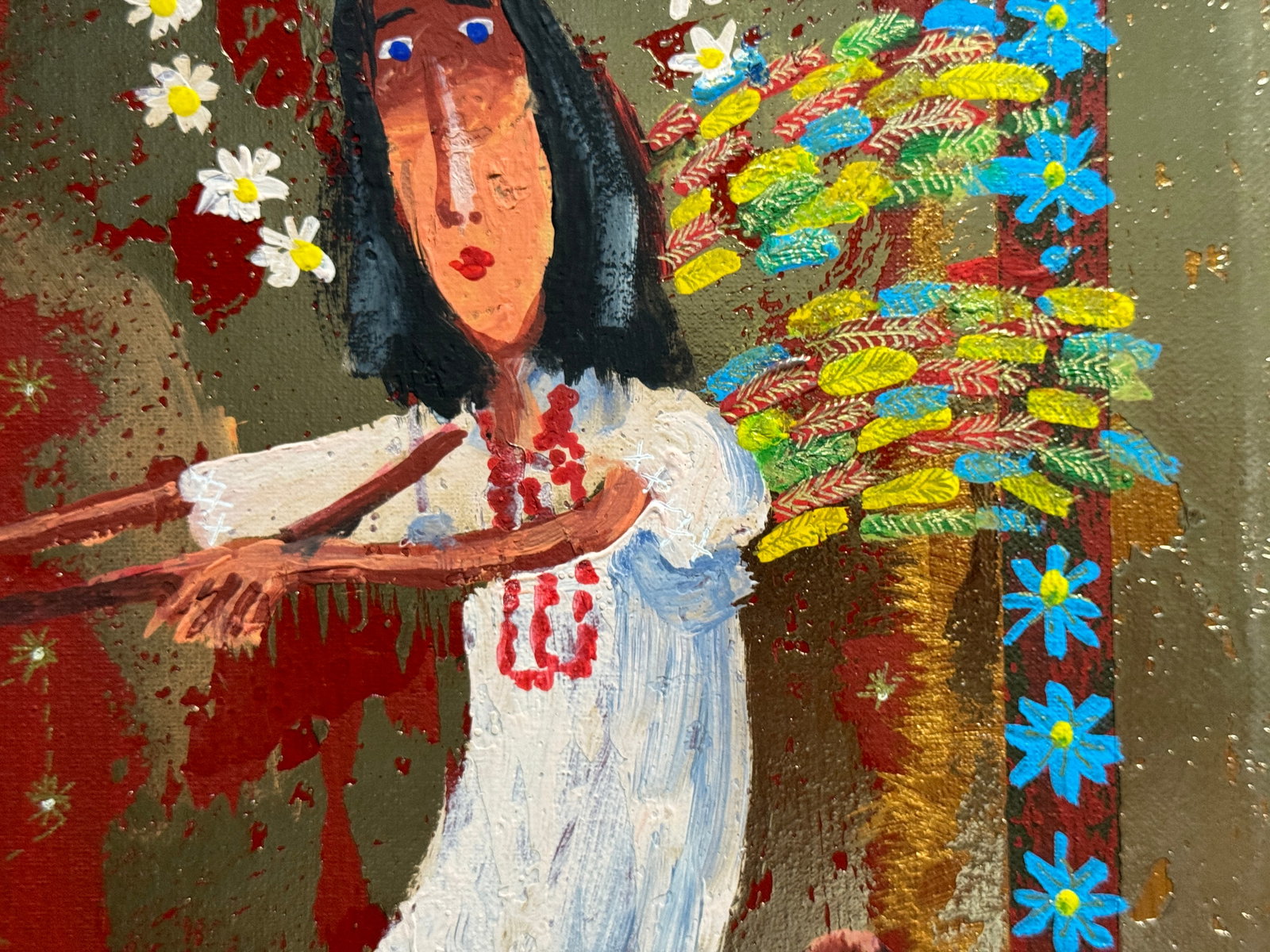 Oil painting with frame guardian angel K. Leonid - 4