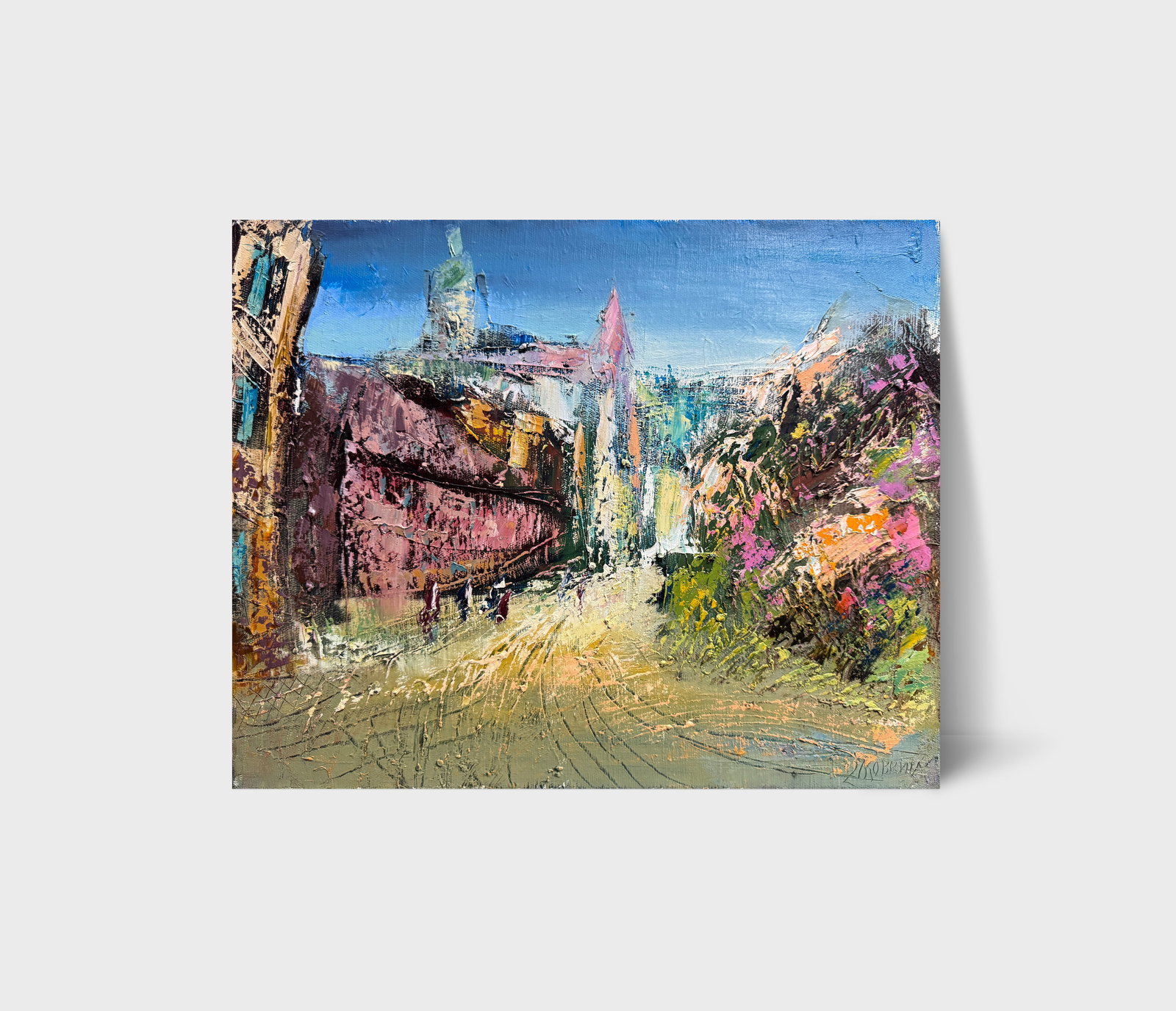 Oil painting with frame Lviv street K. Leonid - 12