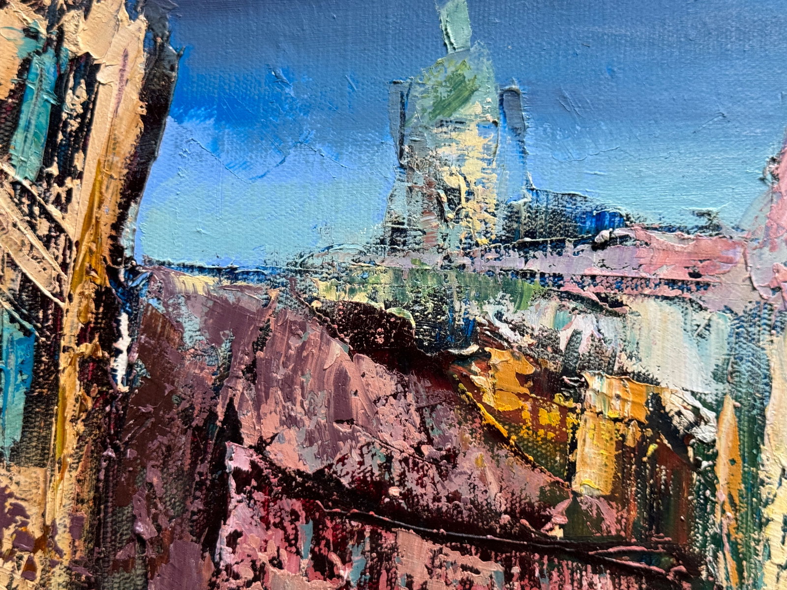 Oil painting with frame Lviv street K. Leonid - 2