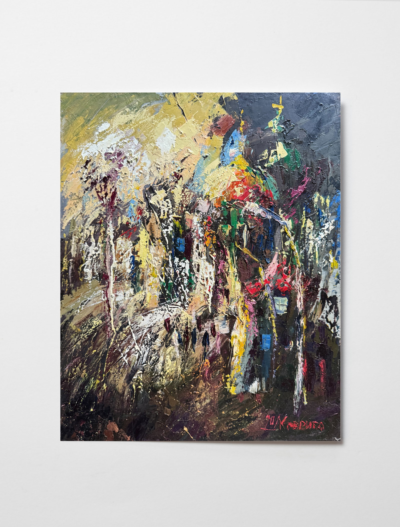 Abstract Oil painting with frame Cityscape K. Leonid - 2