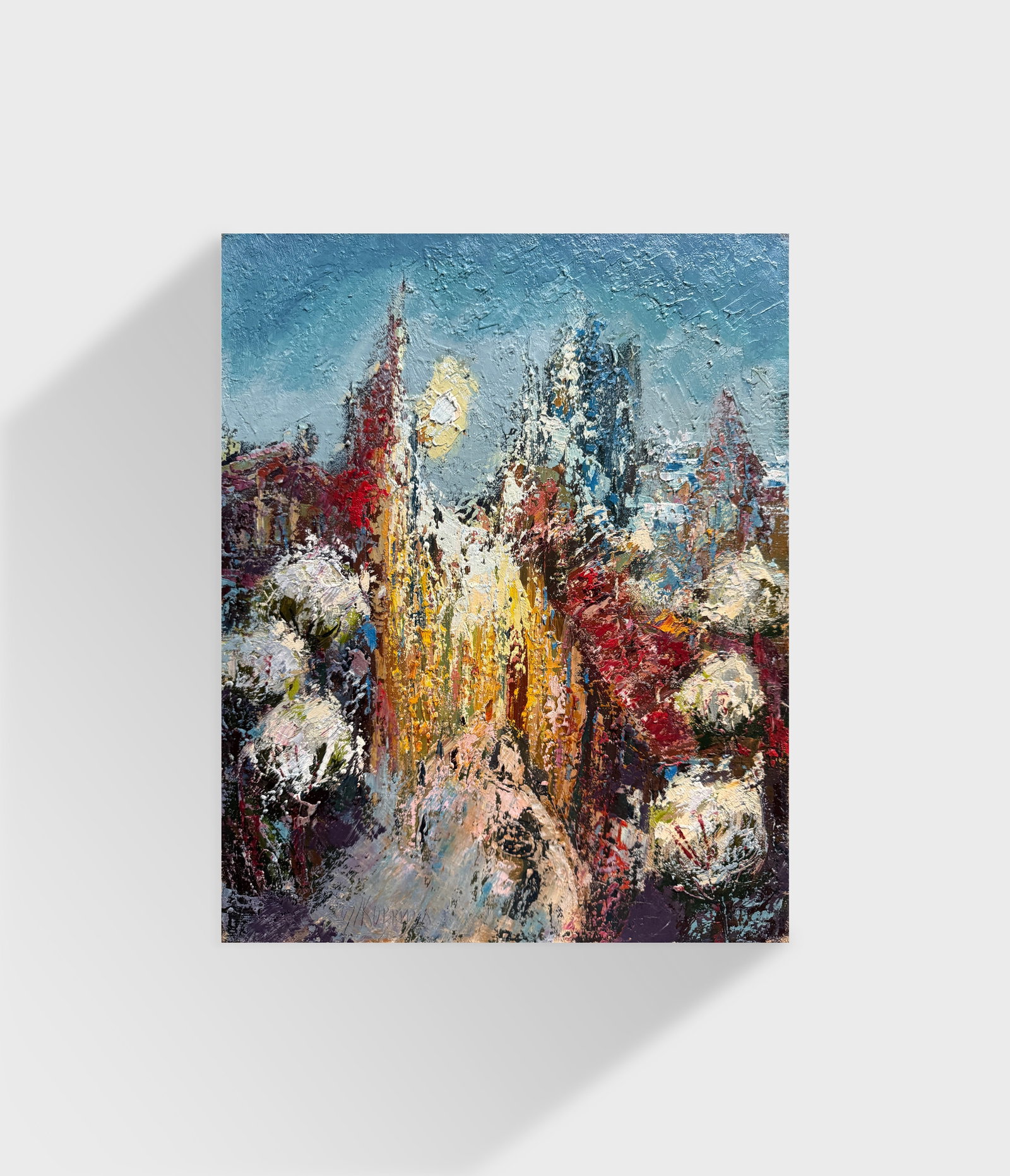 Abstract Oil painting with frame St. Andrew's Descent Kyiv K. Leonid - 11