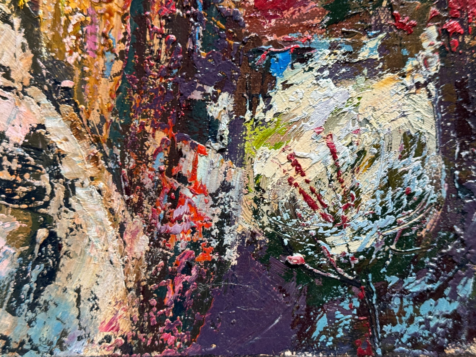 Abstract Oil painting with frame St. Andrew's Descent Kyiv K. Leonid - 8