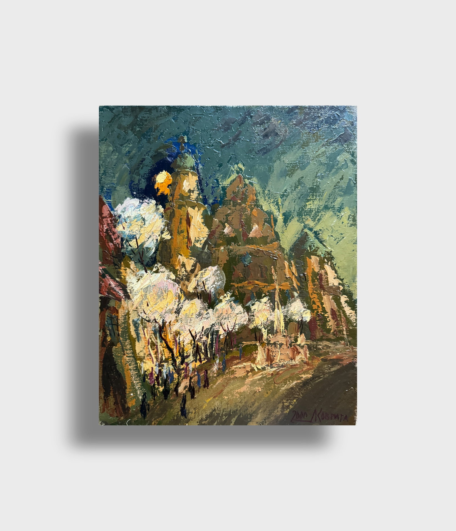 Oil painting with frame Bernardine monastery in Evening Lviv K. Leonid - 11